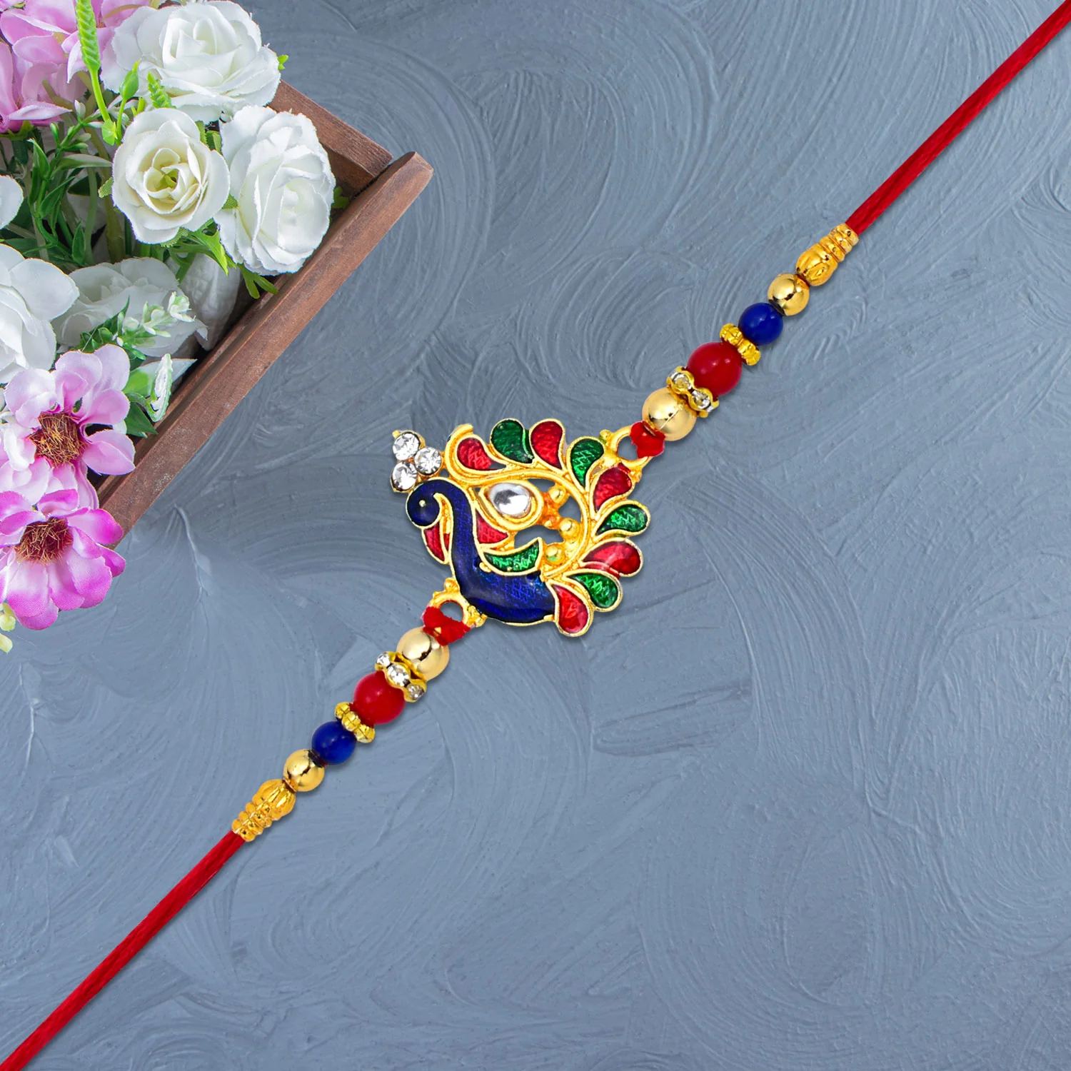 Traditional Peacock Design Rakhi - Image 3