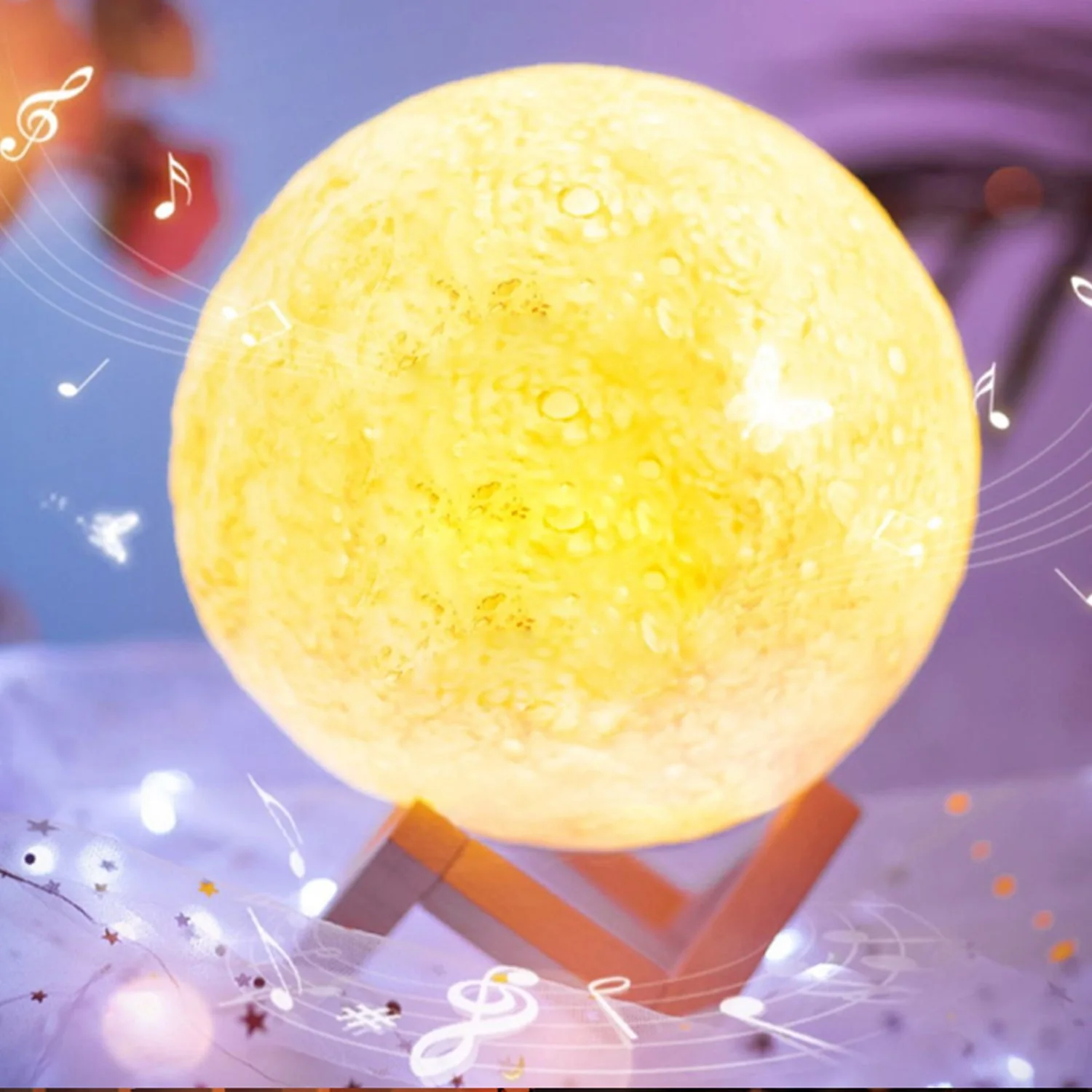 3D Moon Lamp with Color Changing Sensor Touch & Crystal Ball Stand - Image 3
