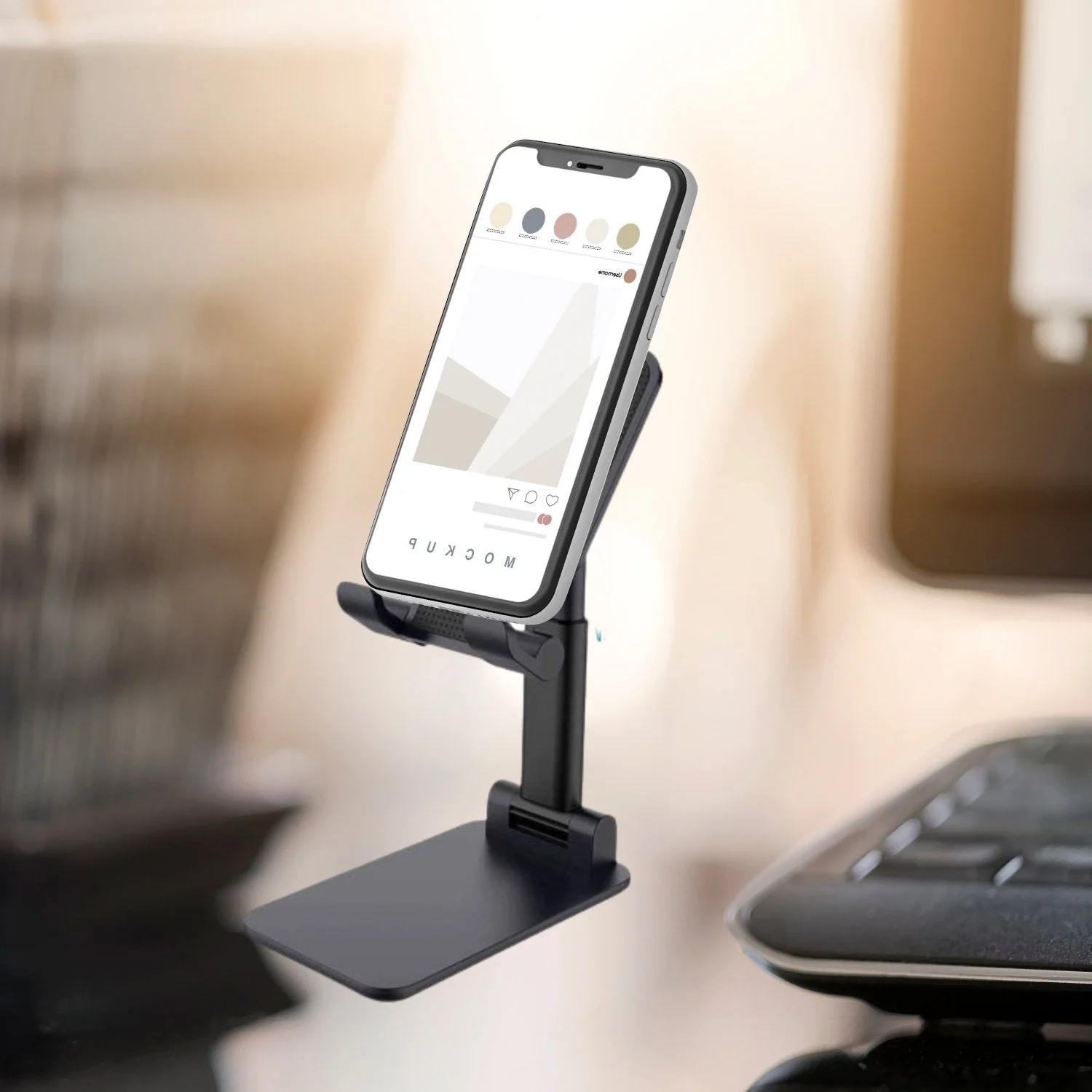 Foldable Mobile Stand with Angle Adjustable Desktop Table Mobile Holder - Image 8