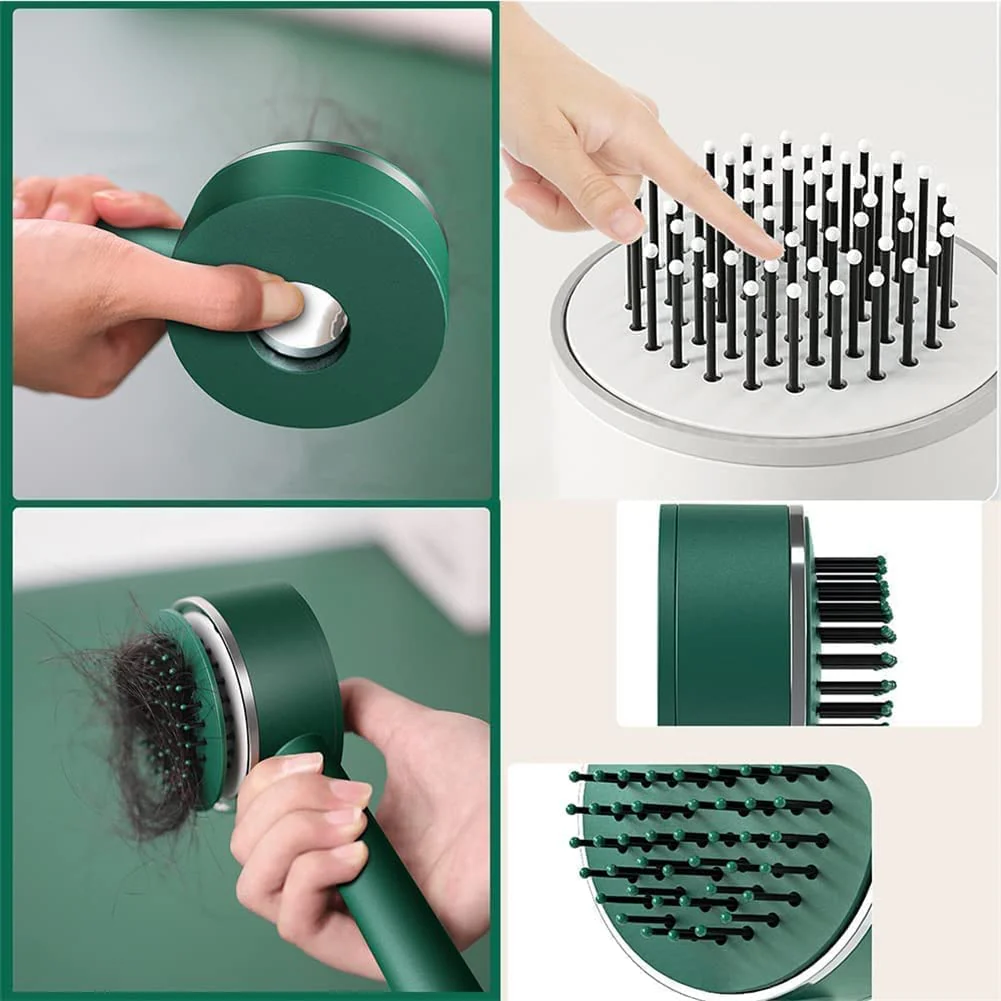 Air Cushion Massage Brush with Long Handle & Self-Cleaning Detangling Comb - Image 3