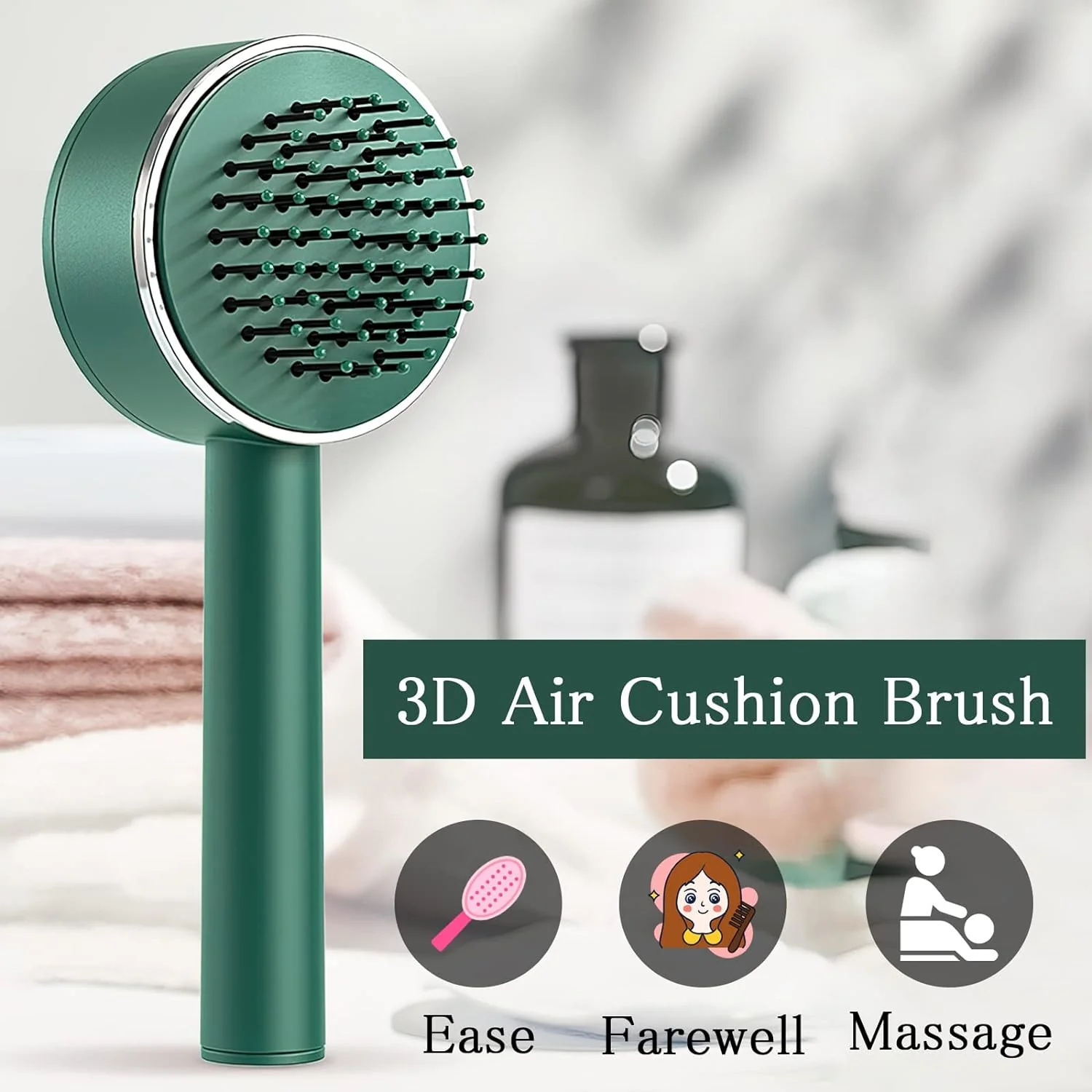 Air Cushion Massage Brush with Long Handle & Self-Cleaning Detangling Comb - Image 8