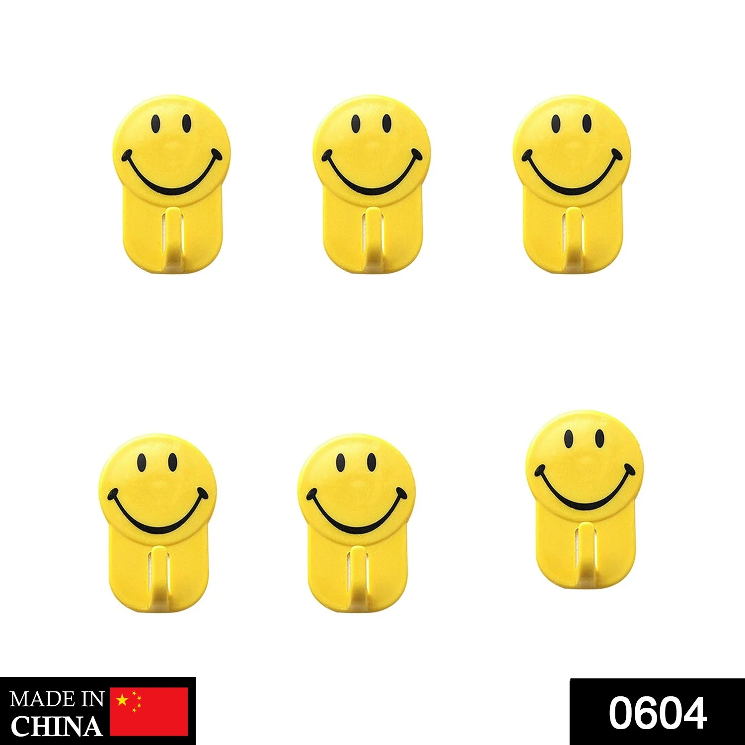 Plastic Self-Adhesive Smiley Face Hooks, 1 Kg Load Capacity (6pcs) - Image 2