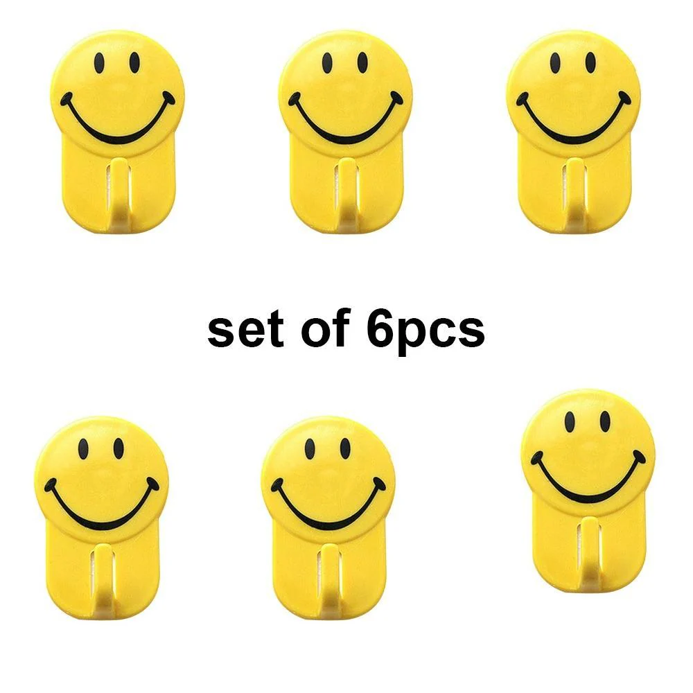 Plastic Self-Adhesive Smiley Face Hooks, 1 Kg Load Capacity (6pcs) - Image 4