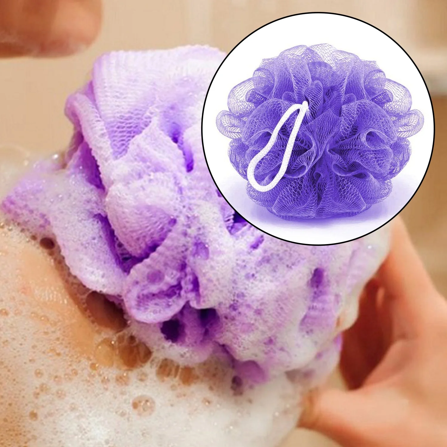 Bath Shower Loofah Sponge Pouf Body Scrubber (Pack of 6Pcs) - Image 3