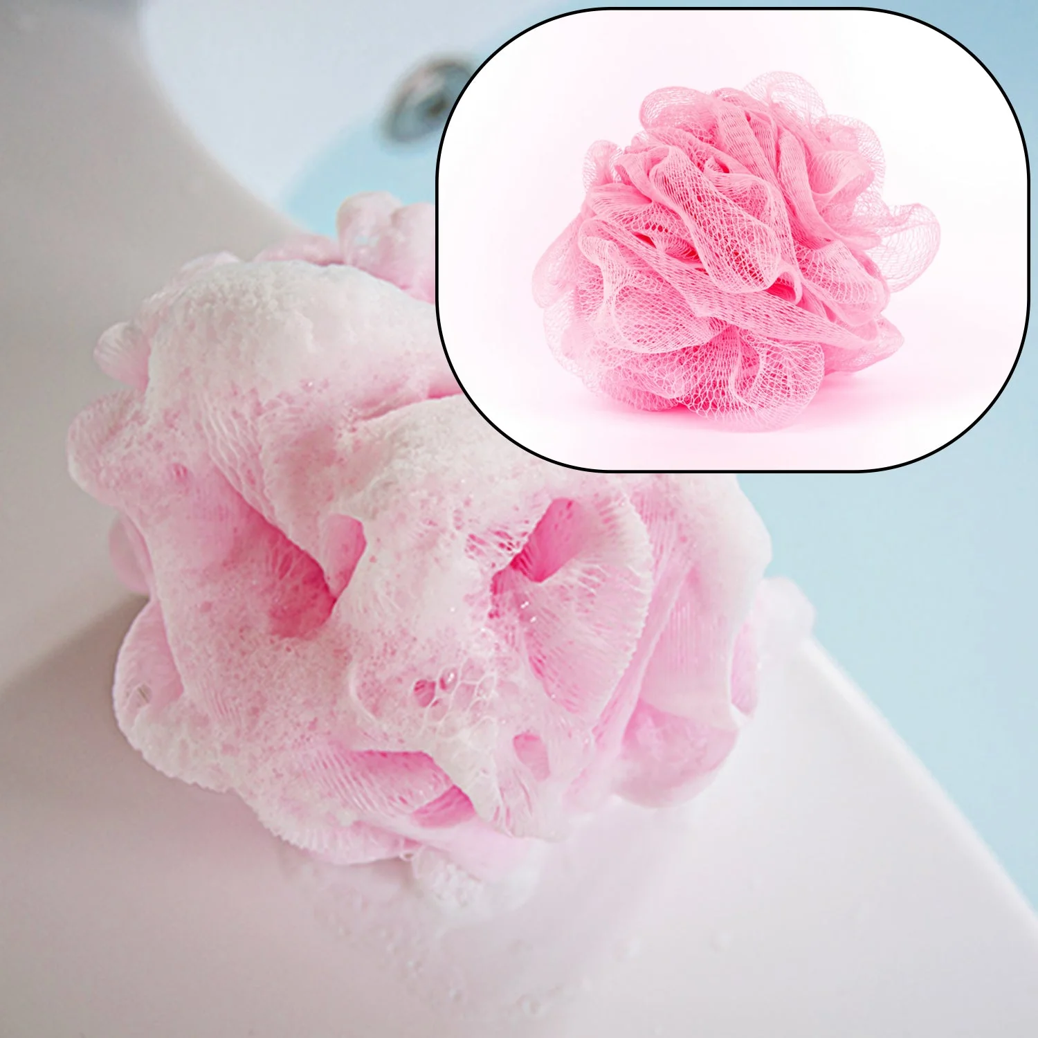 Bath Shower Loofah Sponge Pouf Body Scrubber (Pack of 6Pcs) - Image 4