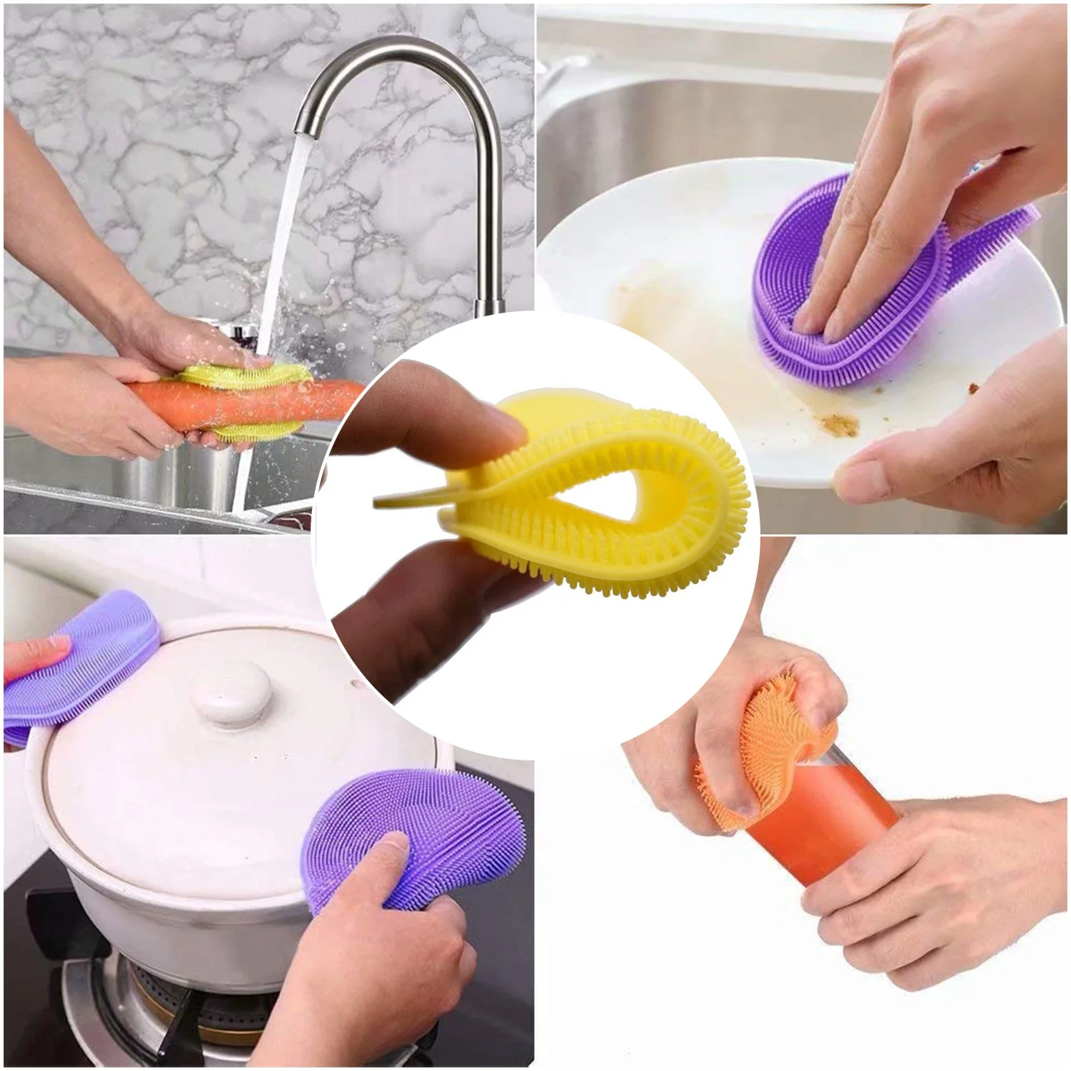 Silicone Dish Scrubber Sponge Mildew Free, Non Stick (Mix Color) - Image 7