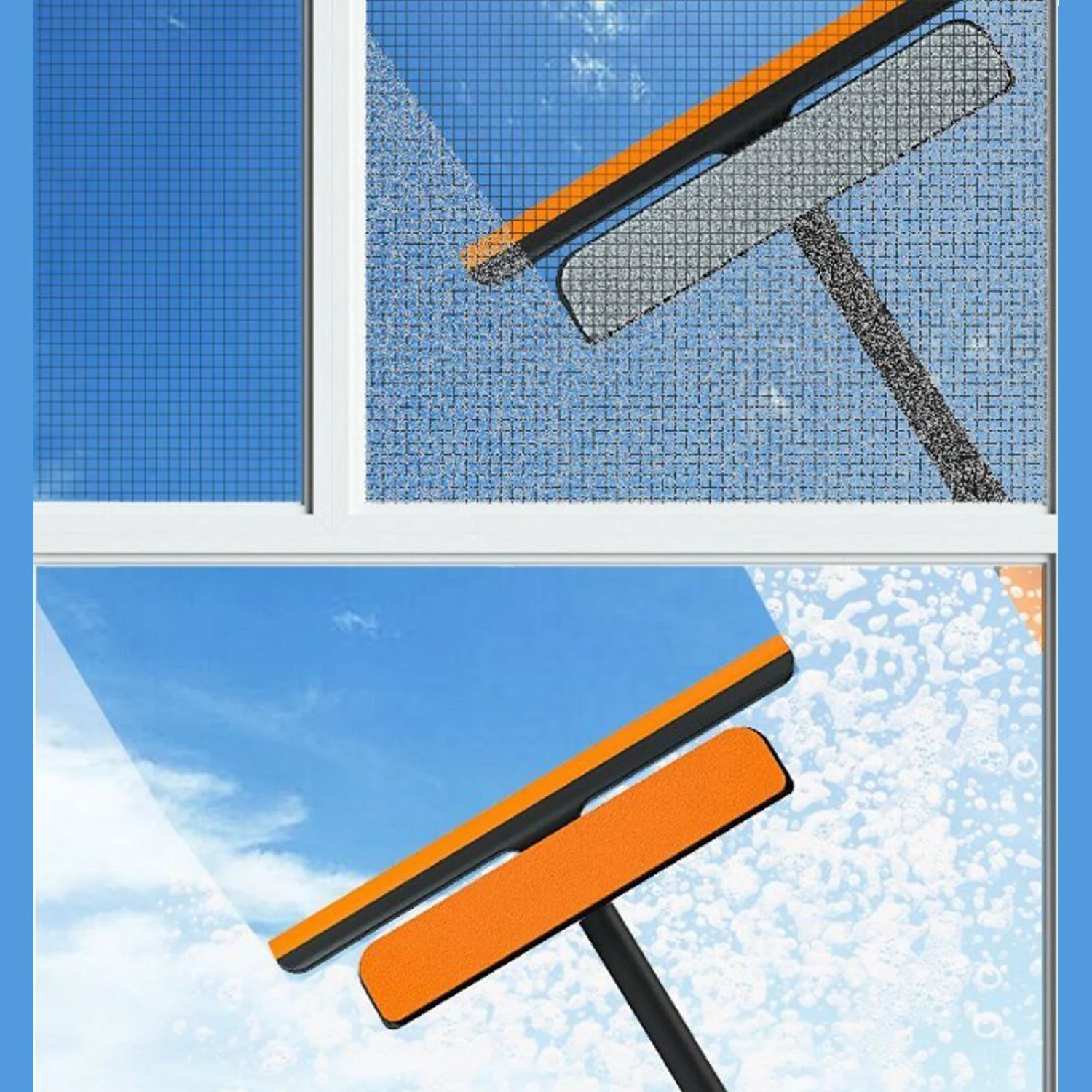 Plastic 3 in 1 Rotatable Double Side Design Cleaning Brush Glass Wiper for Glass window, Car Window, Mirror, Floor (Multicolor) - Image 3
