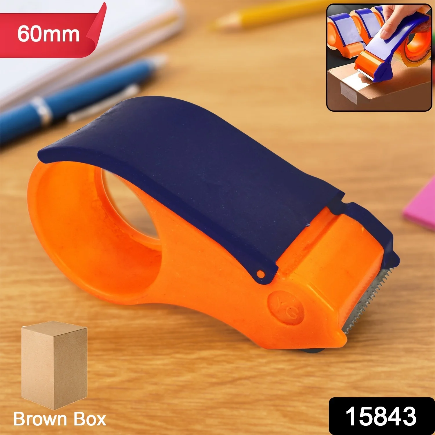 60mm Hand Tape Dispenser Packing Packaging Boxes Roll Roller Cutter - Image 2