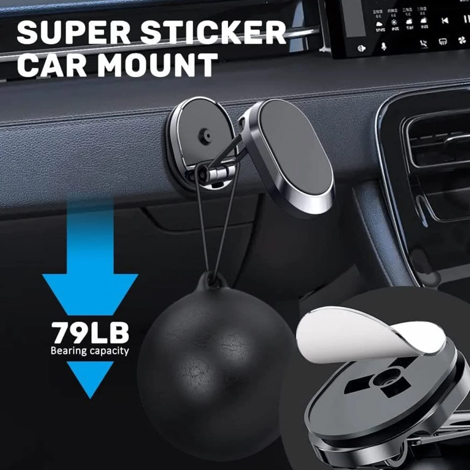 360° Rotating Magnetic Car Phone Holder in Metal (1 Pc, Folding) - Image 10