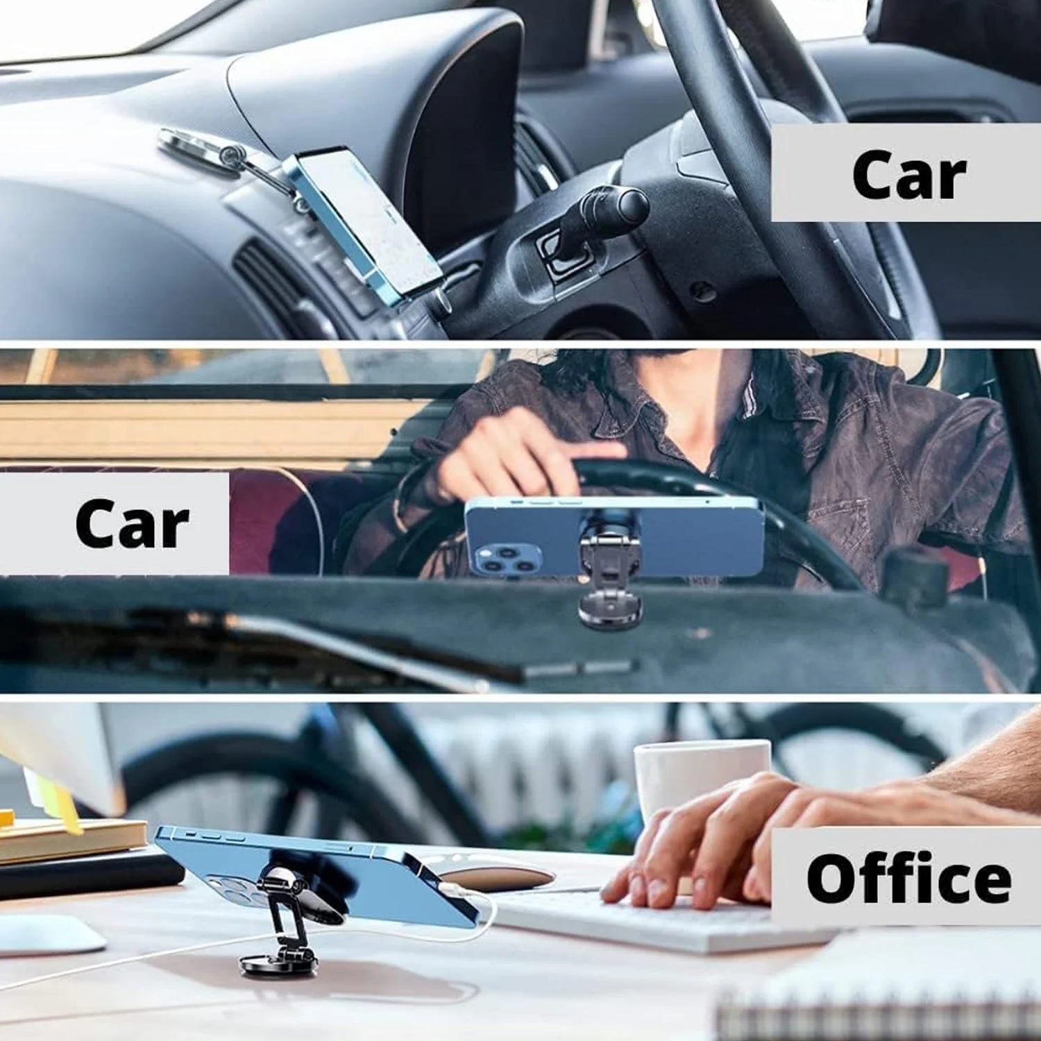 360° Rotating Magnetic Car Phone Holder in Metal (1 Pc, Folding) - Image 7