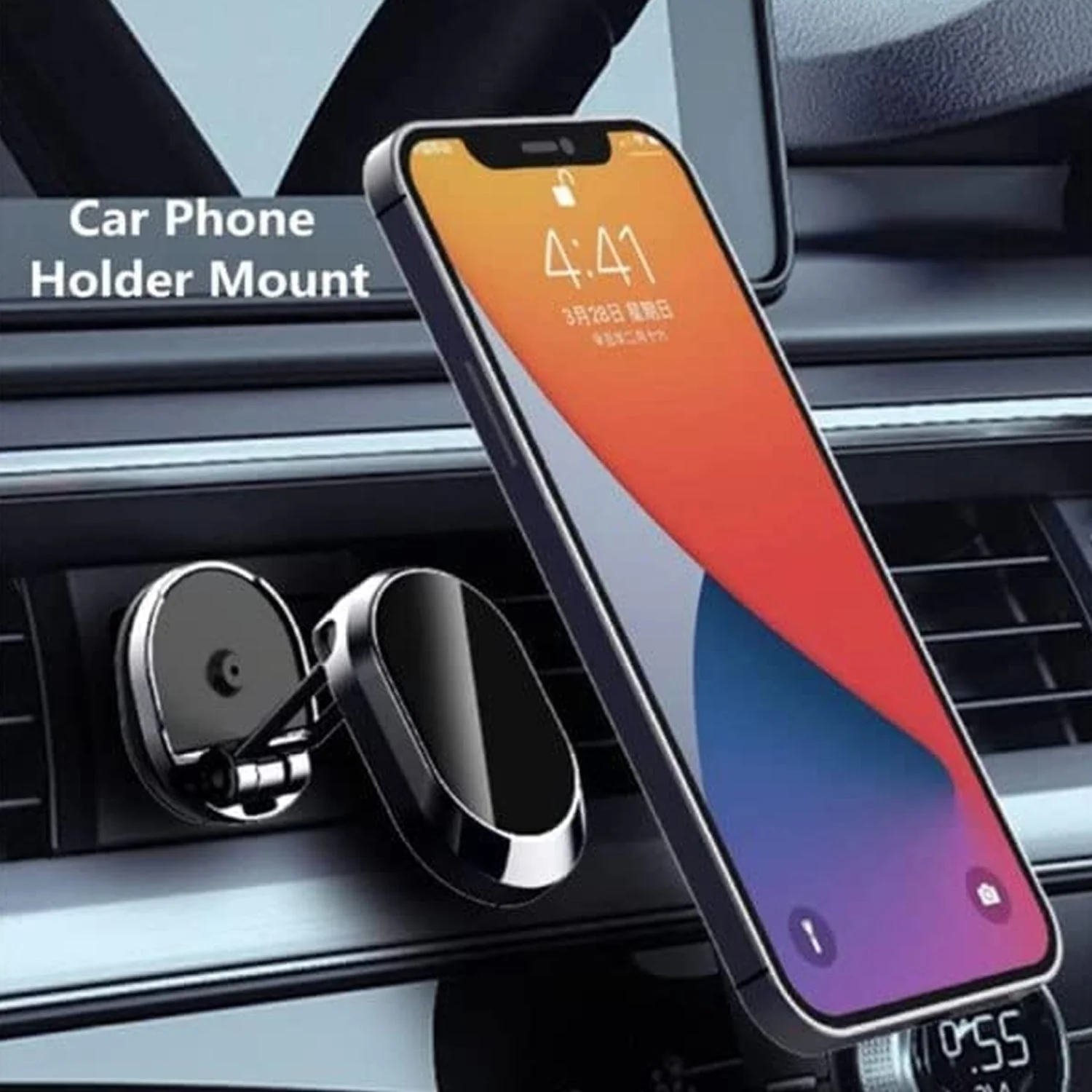 360° Rotating Magnetic Car Phone Holder in Metal (1 Pc, Folding) - Image 8