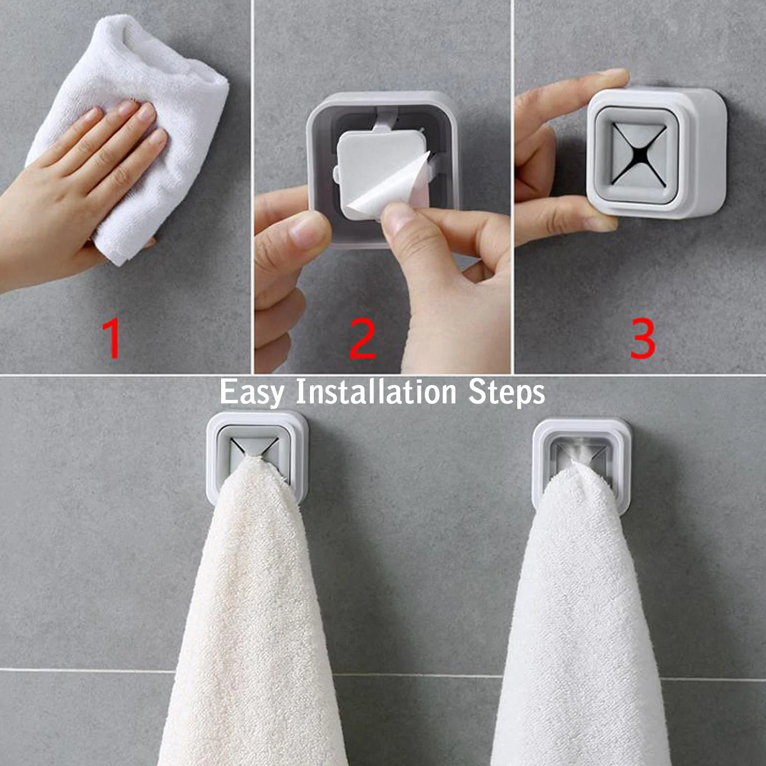 4 Pc Towel Holder – Easy Wall Mount for Bathroom & Kitchen Towel Hanging. - Image 10