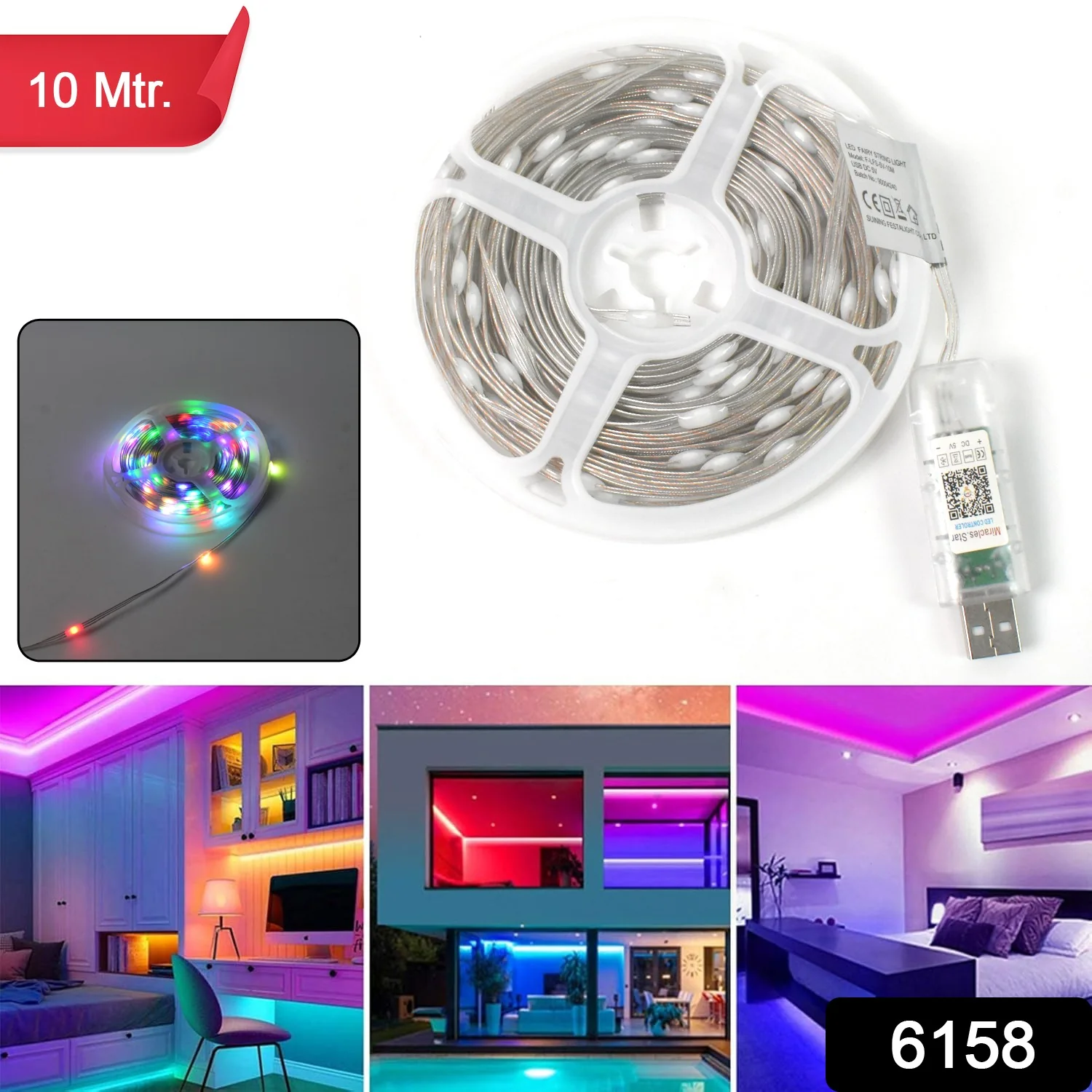 Multi Coloured 10M RGB LED Strip Lights (1 Pc) - Image 2