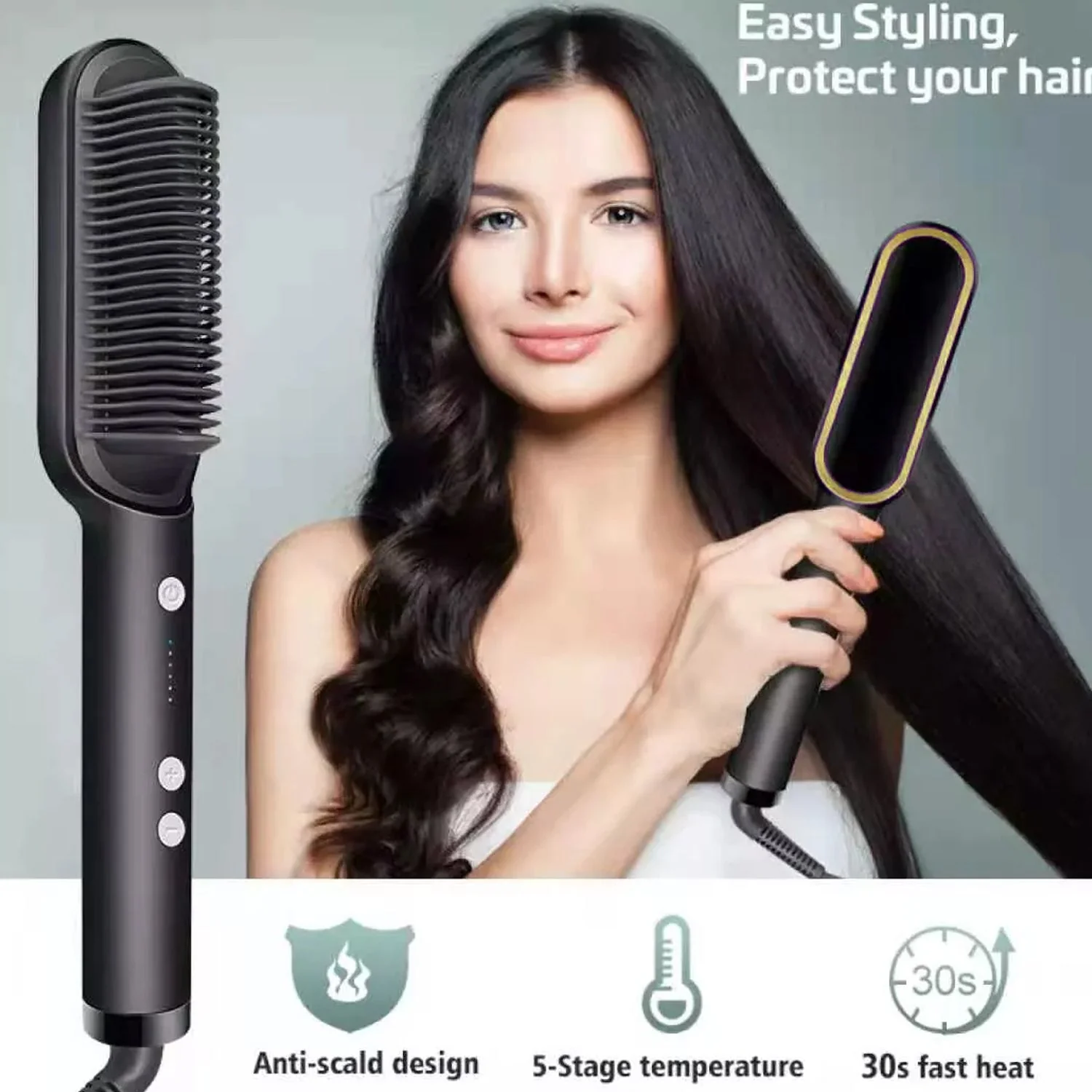 Hqt-909B Hair Straightener Used While Massaging Hair Scalps Head., Hair accessories - Image 9