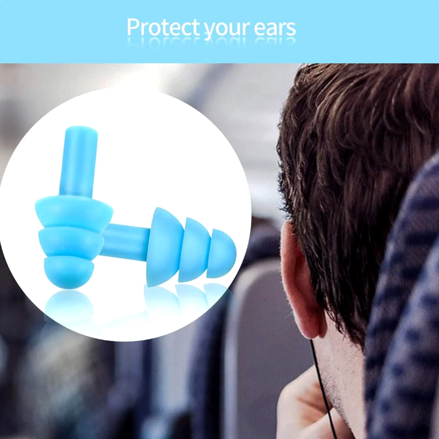 Safety Ultra Soft Foam Ear Plugs Reusable for Sleeping Travel  2 Pc - Image 7
