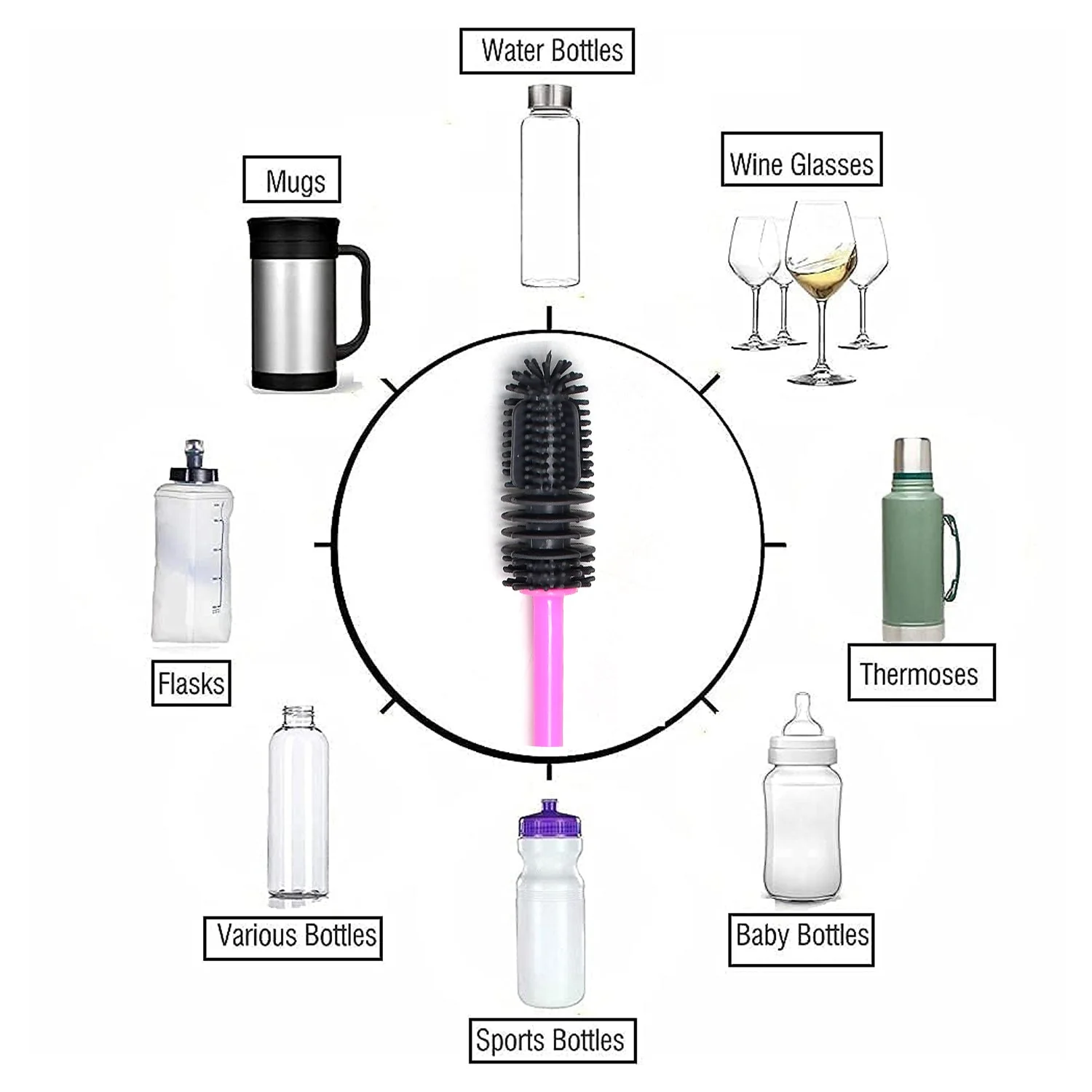 Long Bottle Cleaning Brush for Washing Water Bottle, Narrow Neck Containers - Image 3