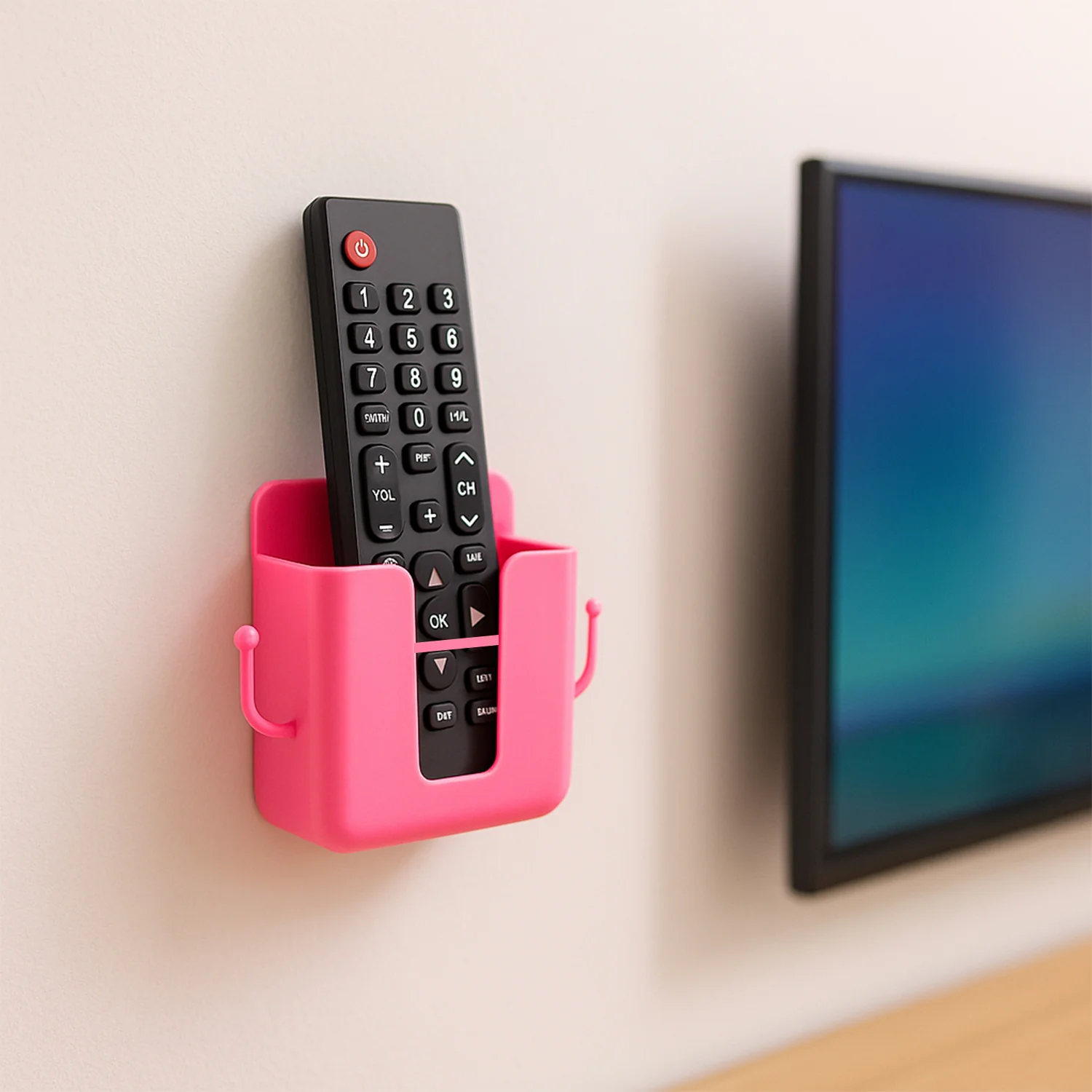 Wall Mounted Remote Storage Box with Side Hooks (4 Pcs Set) - Image 3