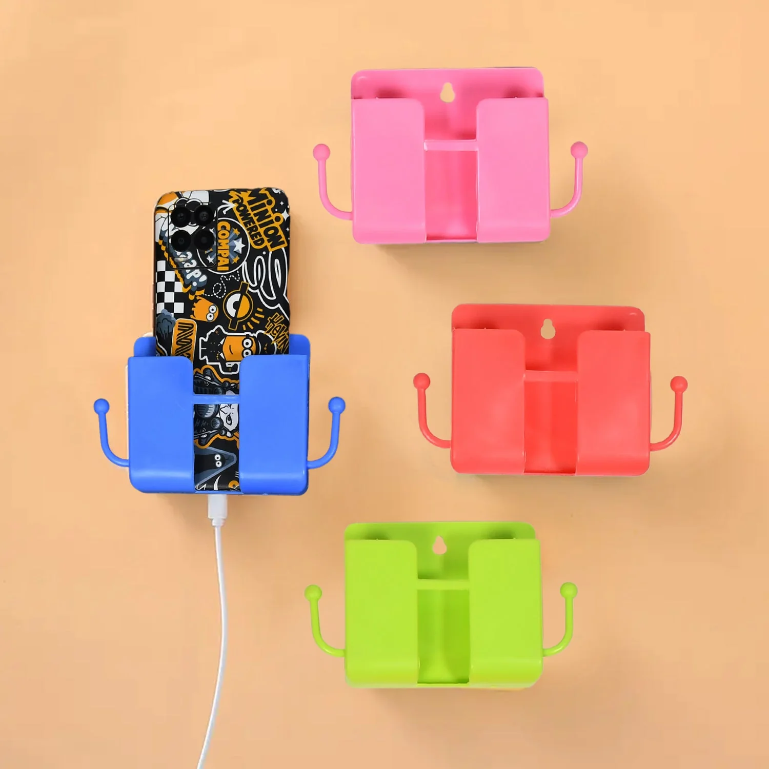 Wall Mounted Remote Storage Box with Side Hooks (4 Pcs Set) - Image 5