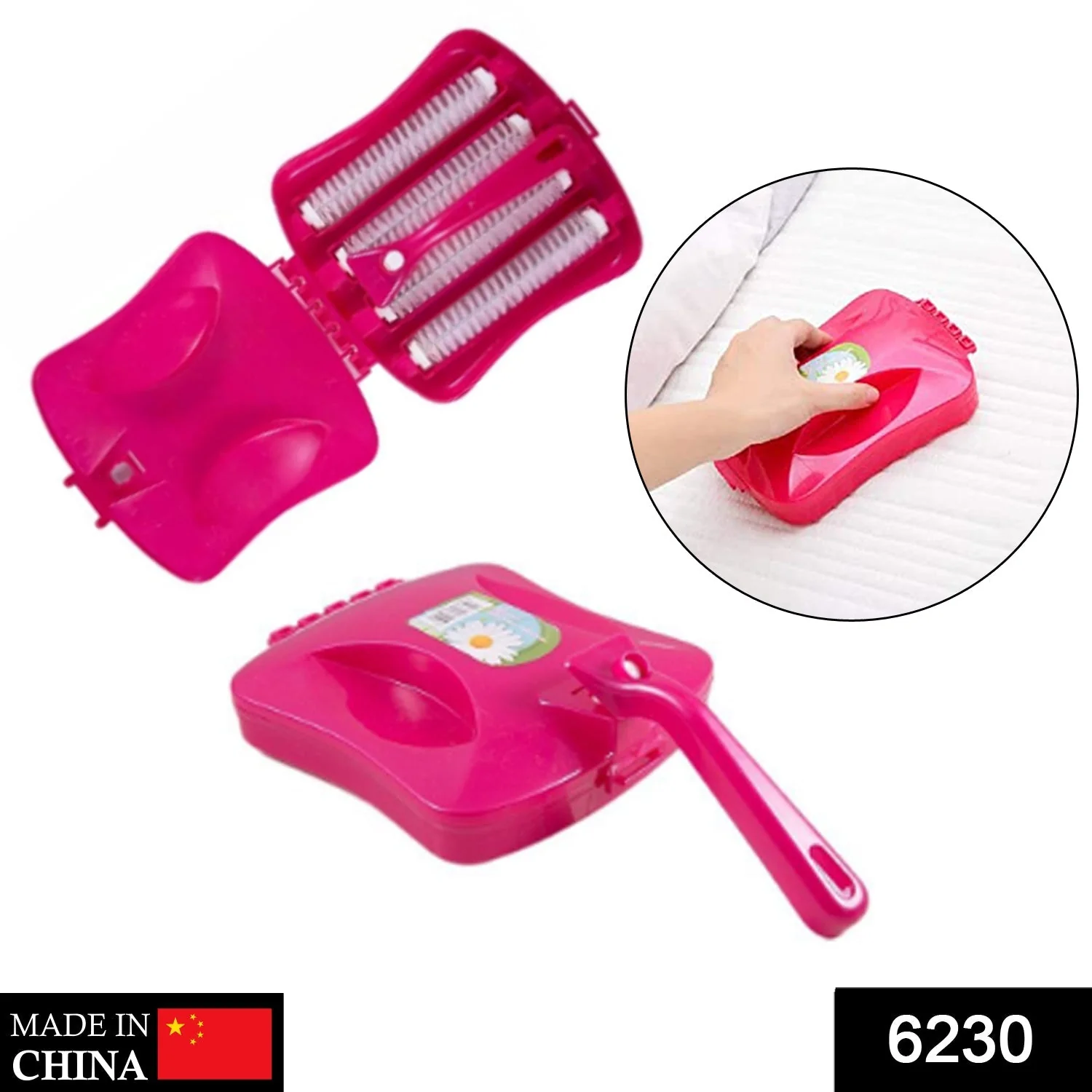 Plastic Handheld Carpet Roller Brush Cleaning with Dust Crumb Collector, Wet - Image 2