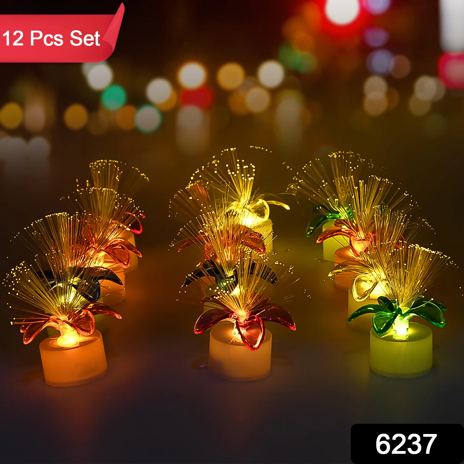 Pack of 12 Mini Fiber Optic LED Table Centerpieces for Diwali - Image 2