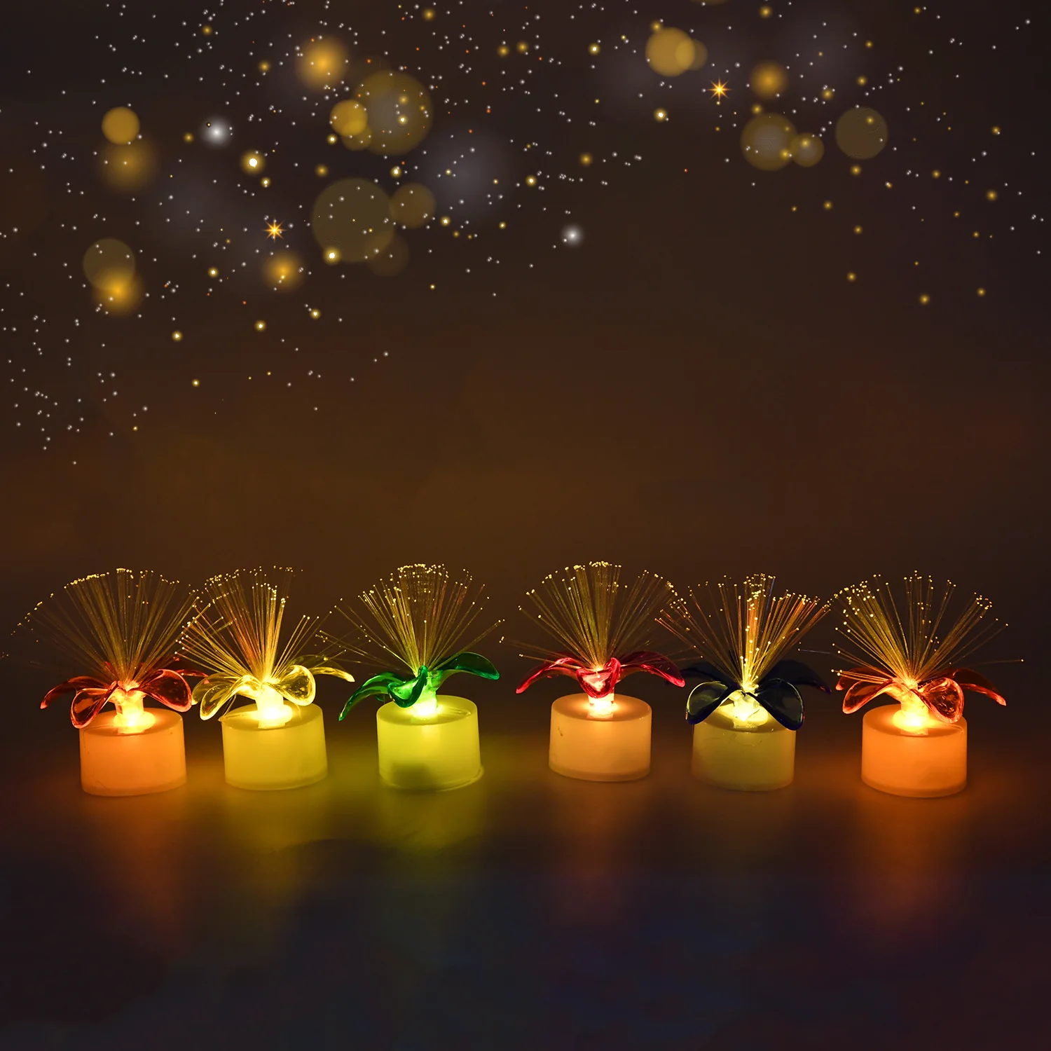 Pack of 12 Mini Fiber Optic LED Table Centerpieces for Diwali - Image 4