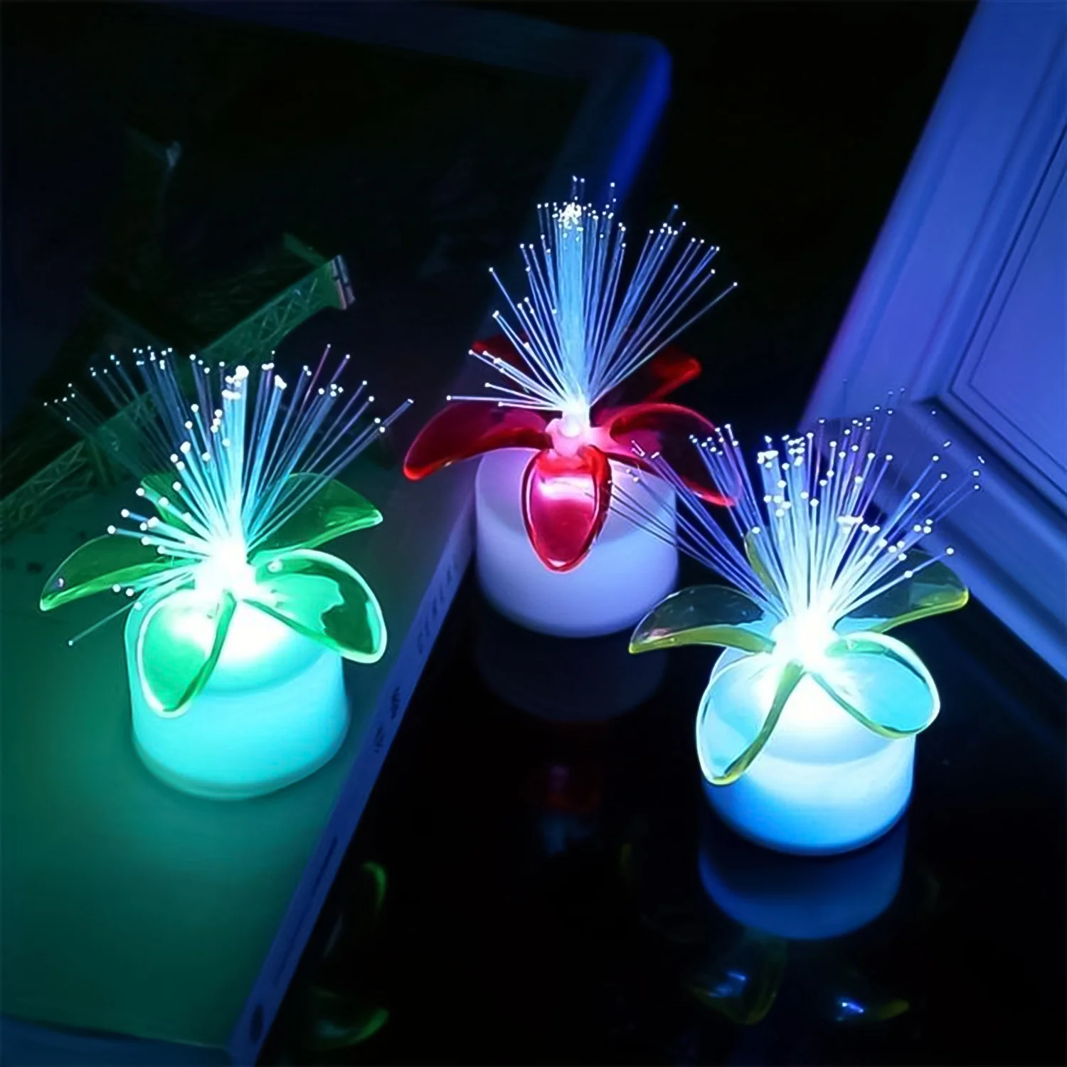 Pack of 12 Mini Fiber Optic LED Table Centerpieces for Diwali - Image 5