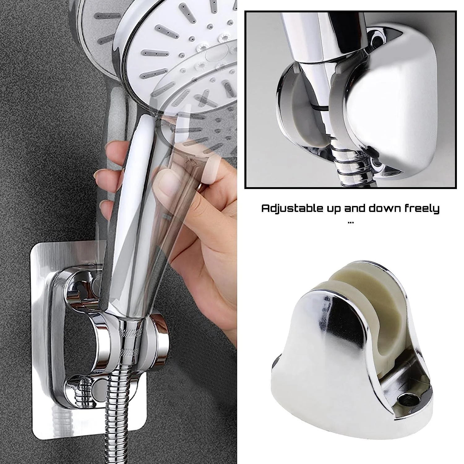 Adjustable Hand Shower Holder with Fixing Screws Adjustable Bracket for Bathroom - Image 3