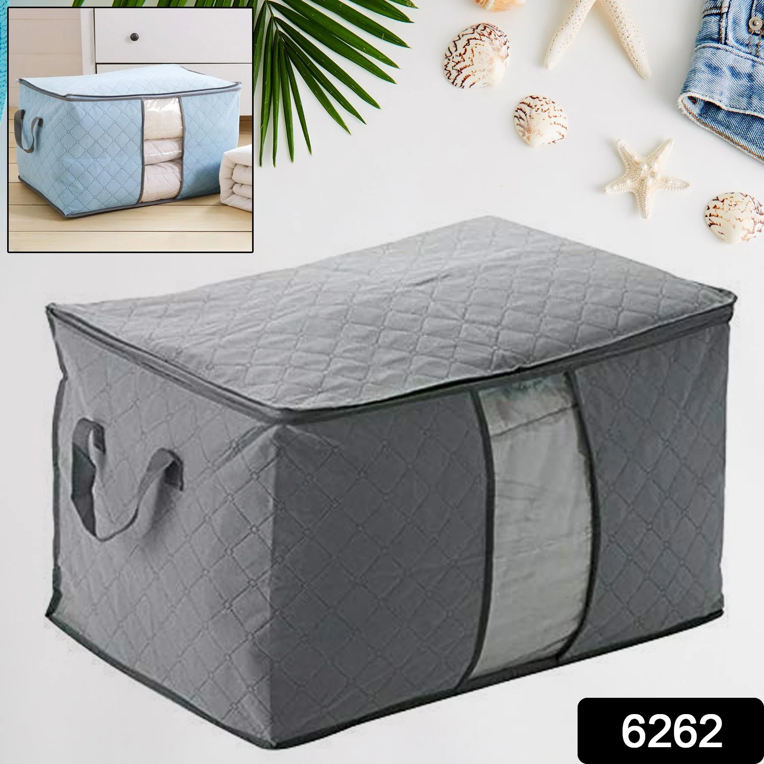 Premium Quilted Foldable Storage Bag with Transparent Window - Image 2