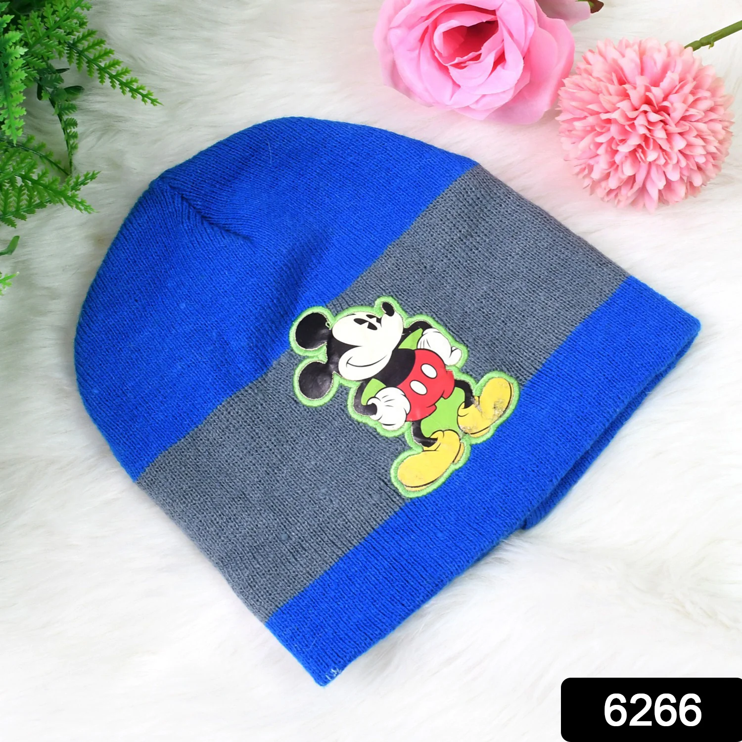 Cap for Winter Woolen Knitted Black Inside Fur Caps (1 Pc / Mix Design & Color) - Image 2