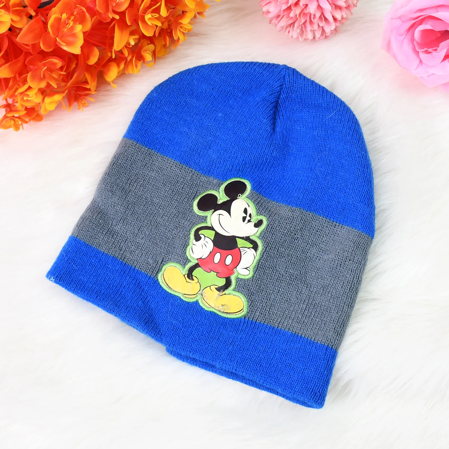 Cap for Winter Woolen Knitted Black Inside Fur Caps (1 Pc / Mix Design & Color) - Image 4