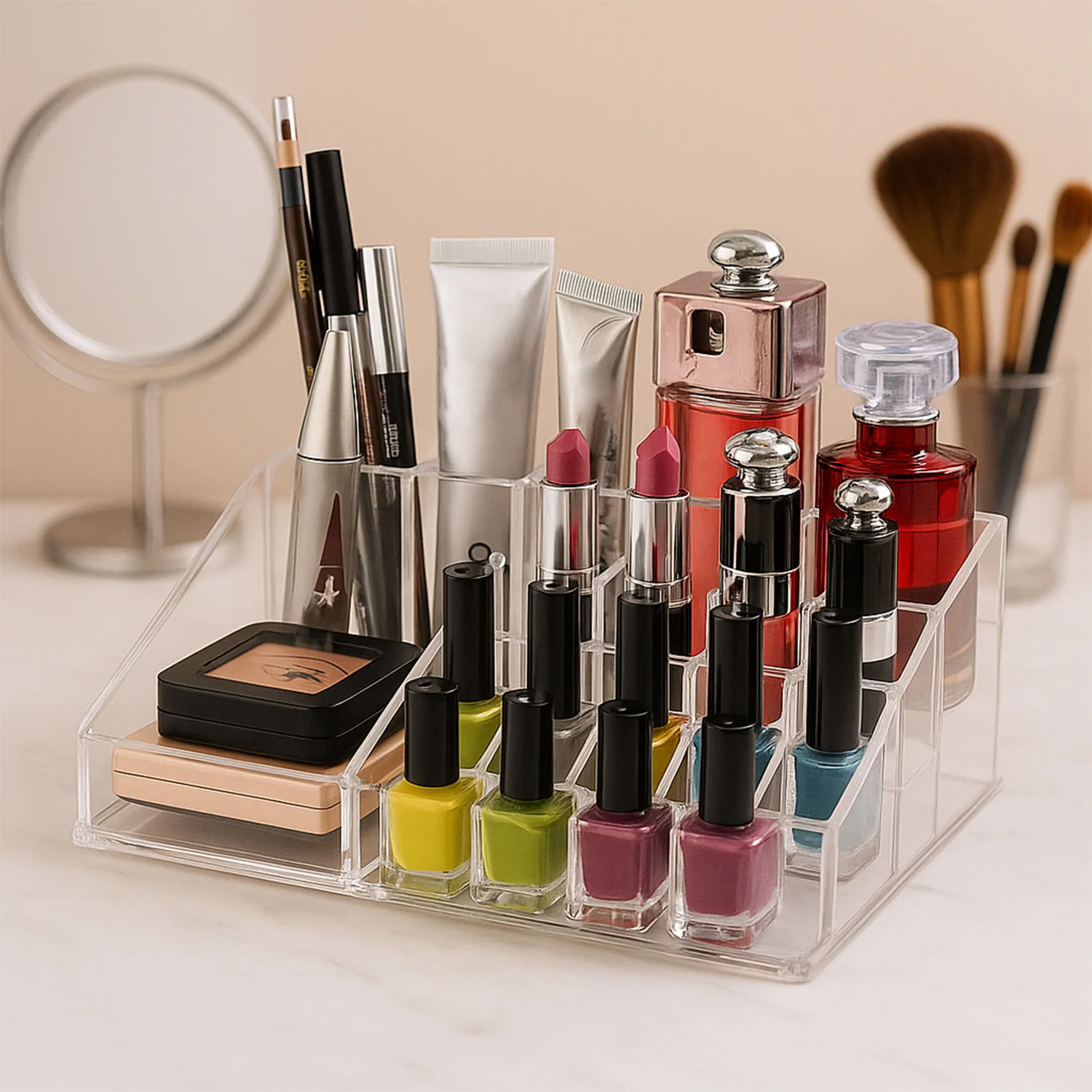 16 Compartment Cosmetic Makeup Jewellery Lipstick Storage Organiser Box - Image 3