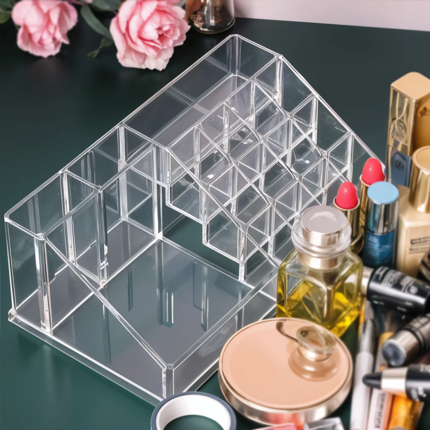 16 Compartment Cosmetic Makeup Jewellery Lipstick Storage Organiser Box - Image 7