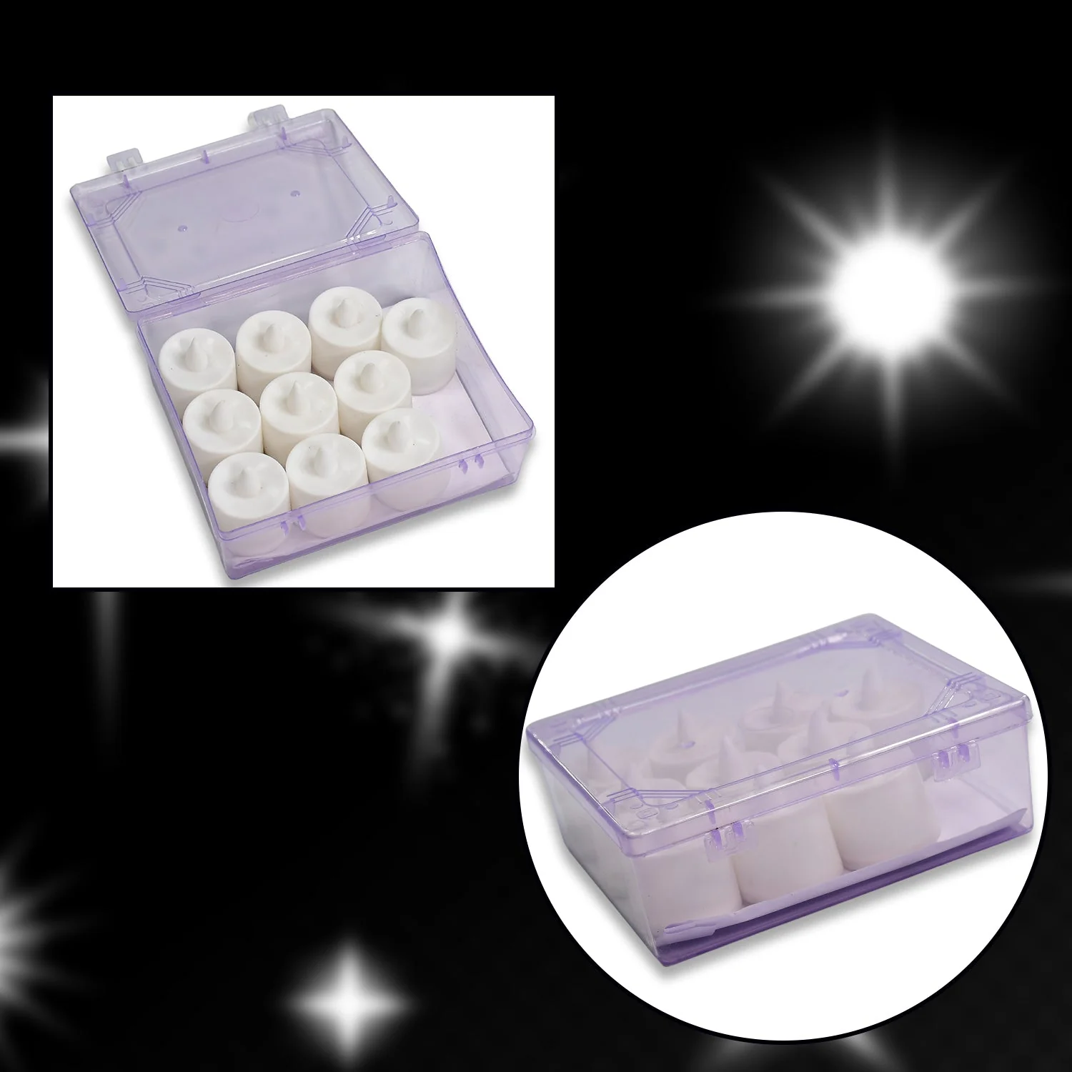 Festival Decorative - LED Yellow Tealight Candles Container, Diwali (White, 10 Pcs) - Image 3