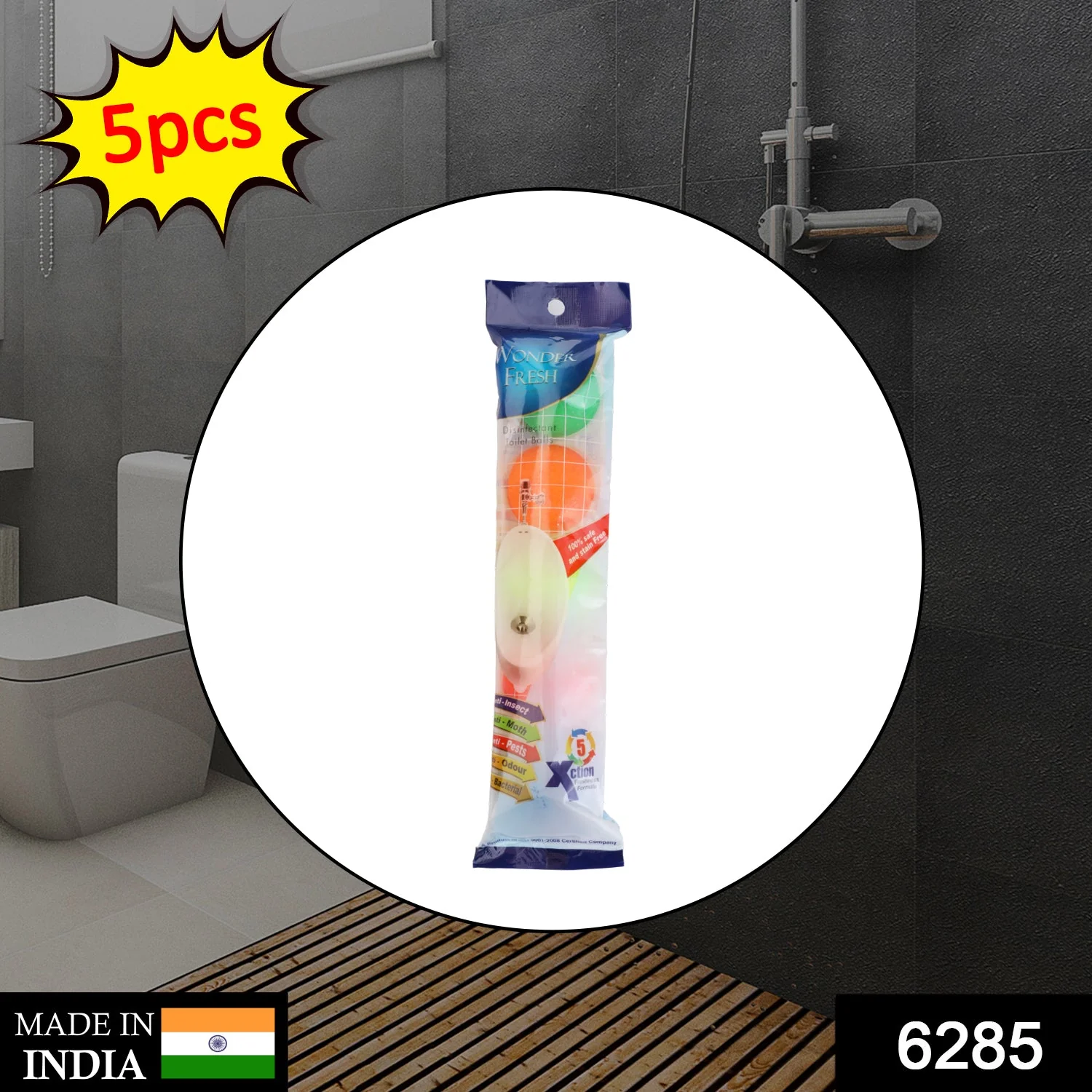 Urinal Balls | Sani Balls | Bathroom Freshener  Long-Lasting Fragrance (5 Pcs Set) - Image 2