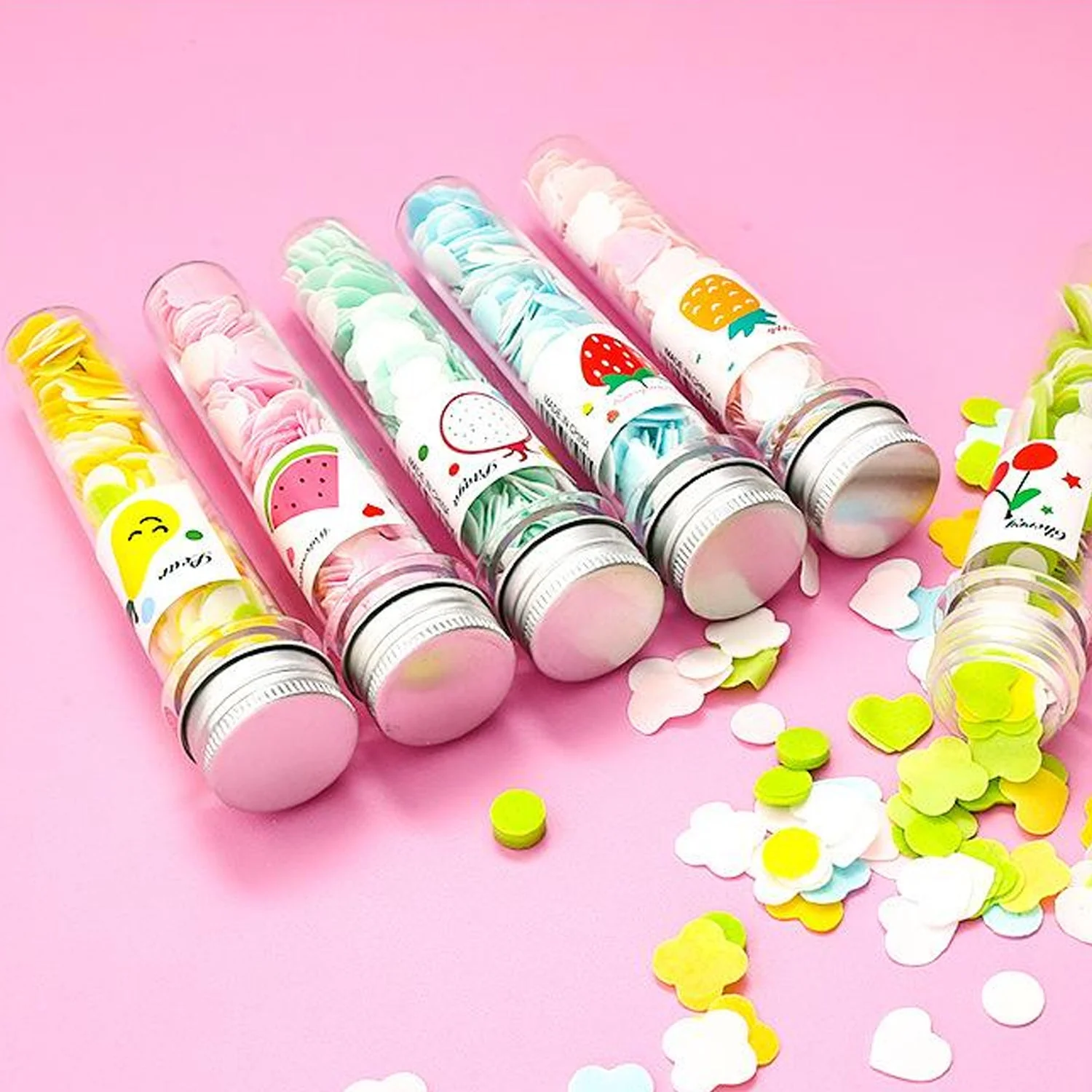 Portable Hand Washing Bath Flower Shape Paper Soap Strips In Test Tube Bottle - Image 3