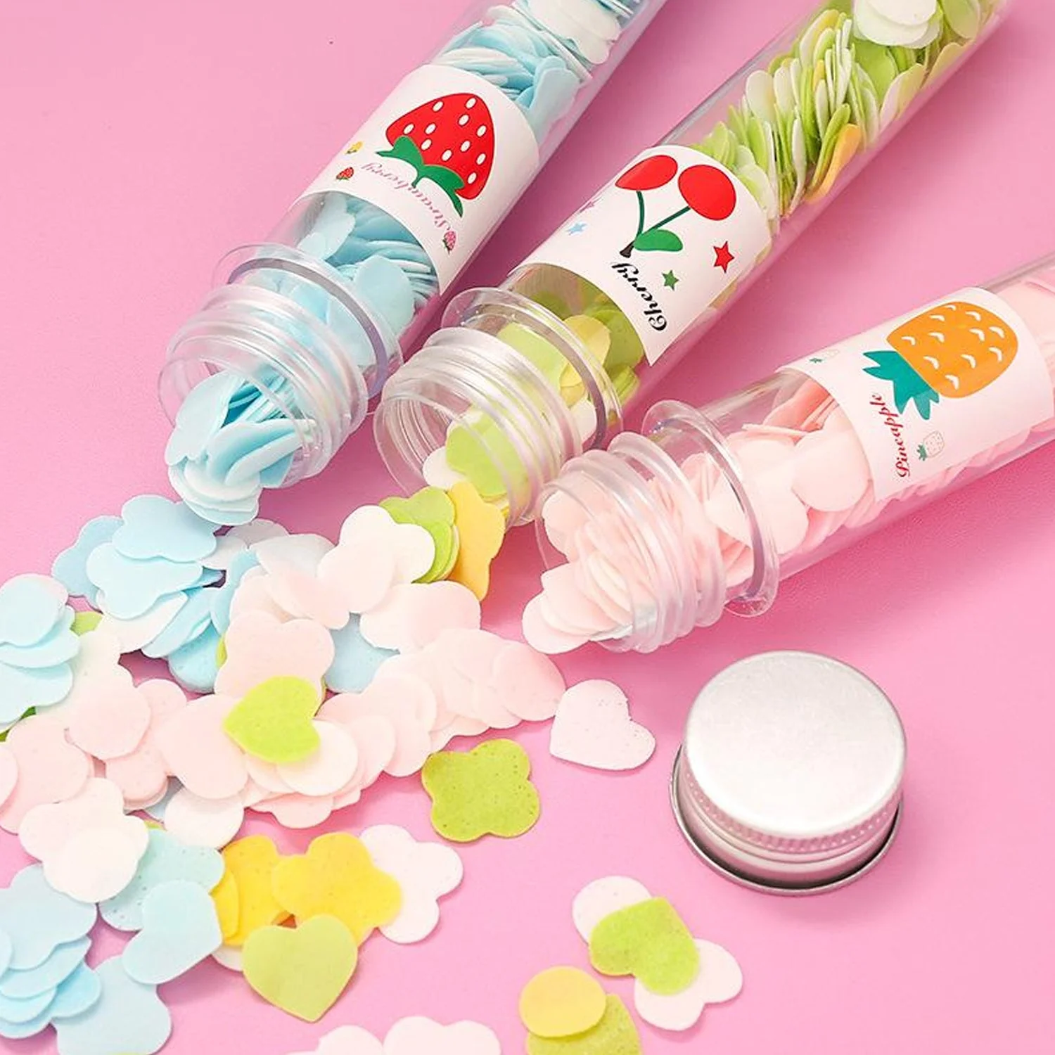 Portable Hand Washing Bath Flower Shape Paper Soap Strips In Test Tube Bottle - Image 6