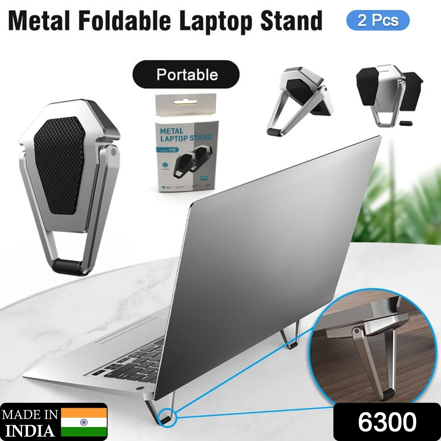 Mini Metal Folding Portable Stand Compatible with Every Laptop, Keyboard - Image 2