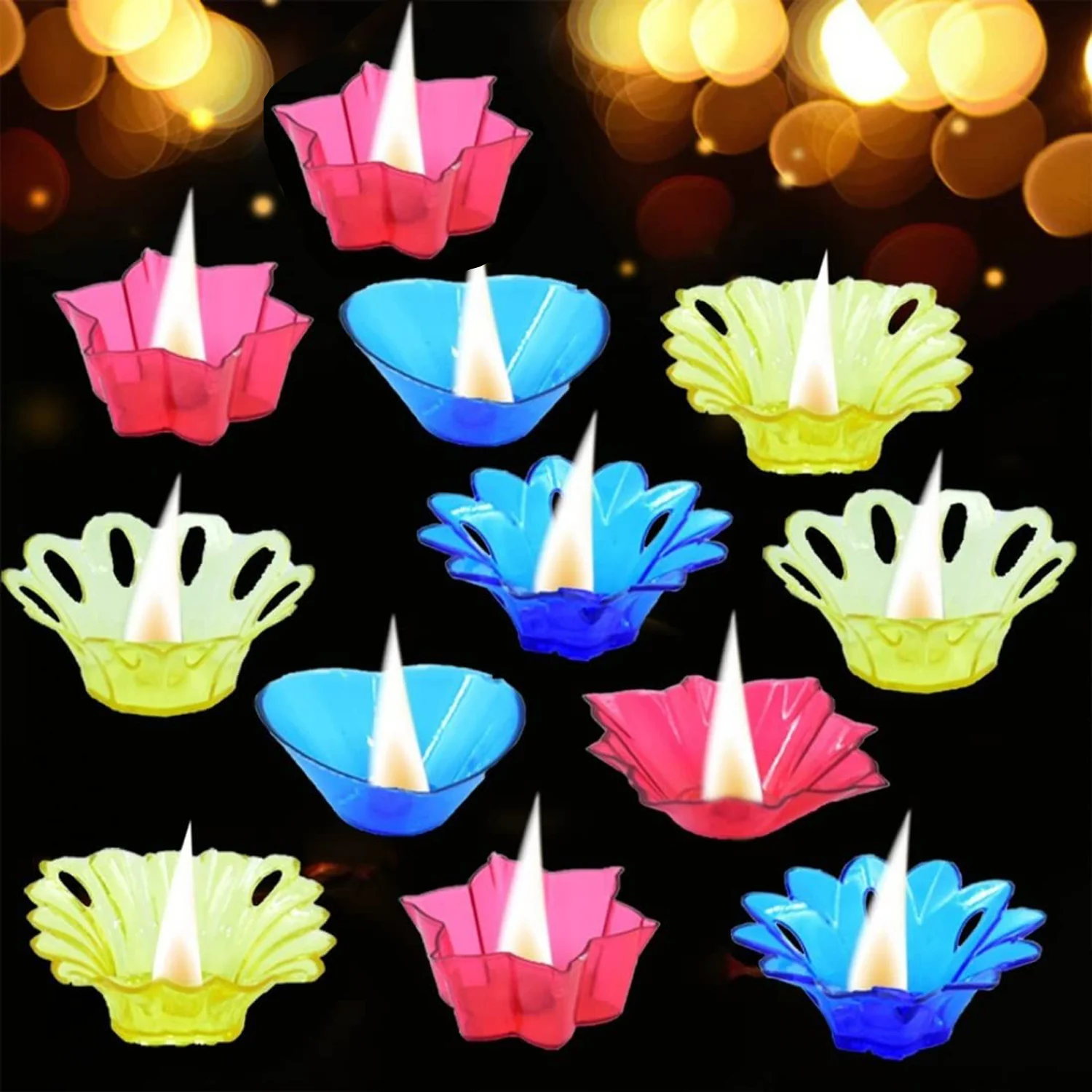 Magical Reflection Diya Set with 6 Attractive Design Cup Set Of 12 Pieces, Diwali - Image 6