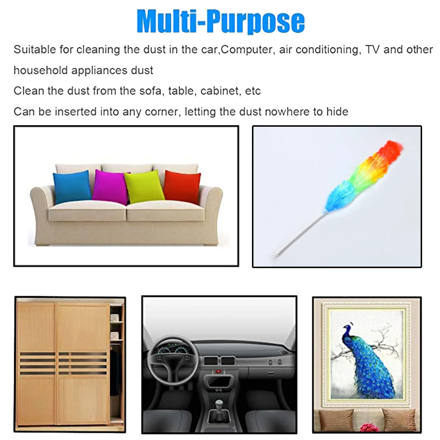Colorful Feather Duster | Microfiber Duster Cleaning | Dusting Stick | Dusting Brush - Image 6