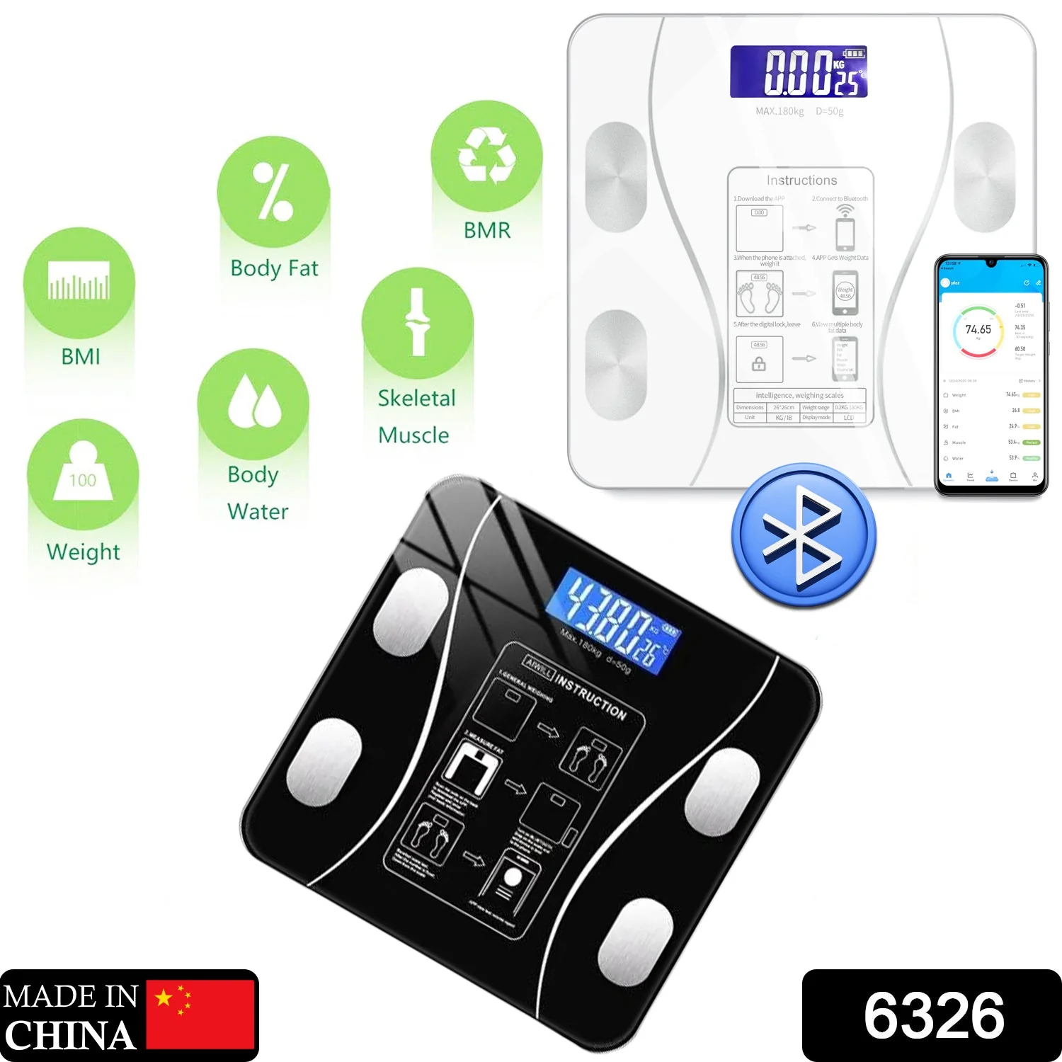 Bluetooth Digital Body Fat & Weight Scale with BMI Tracking for iOS & Android - Image 2