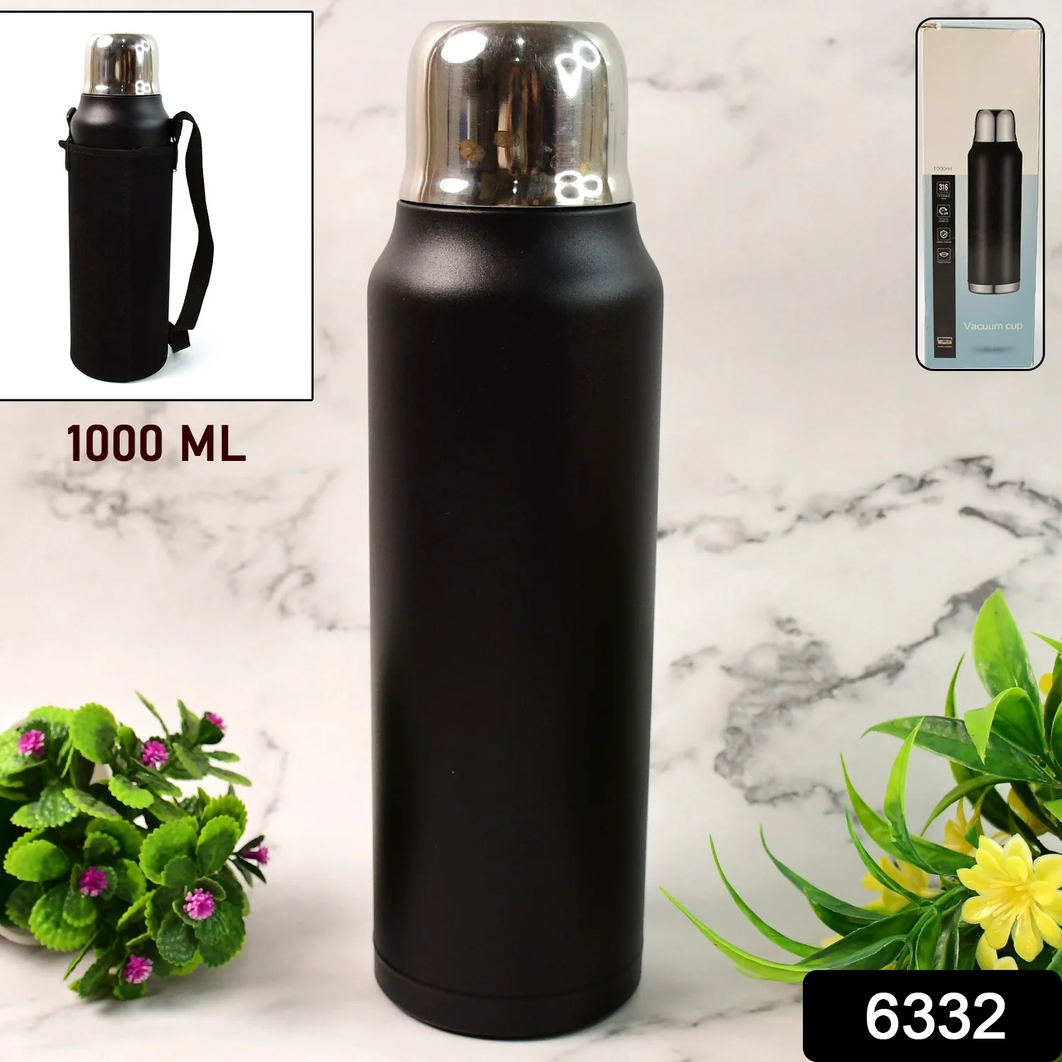 Stainless Steel Vacuum Water Bottle – Hot & Cold Insulated Flask (1000 ML Approx) - Image 2