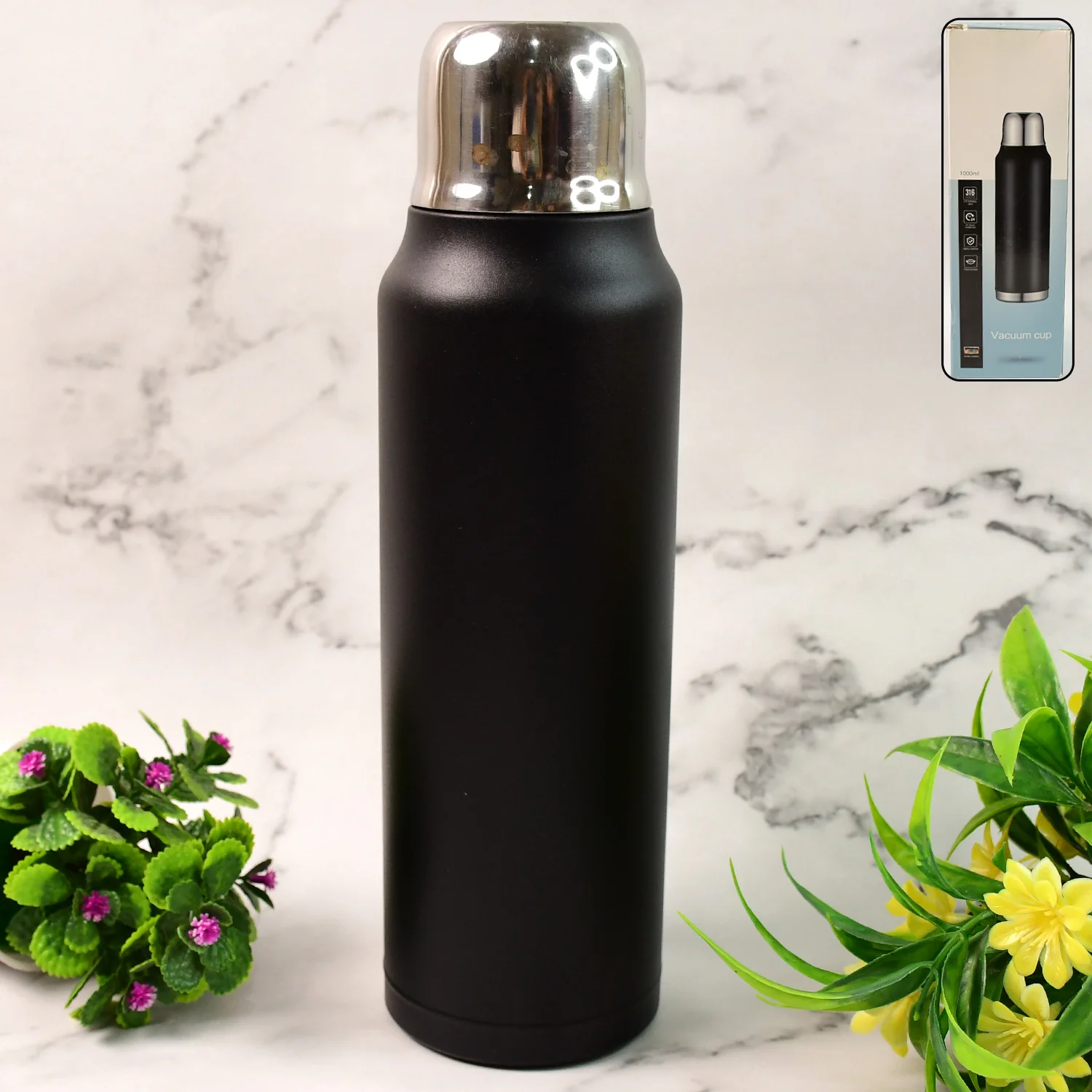 Stainless Steel Vacuum Water Bottle – Hot & Cold Insulated Flask (1000 ML Approx) - Image 6