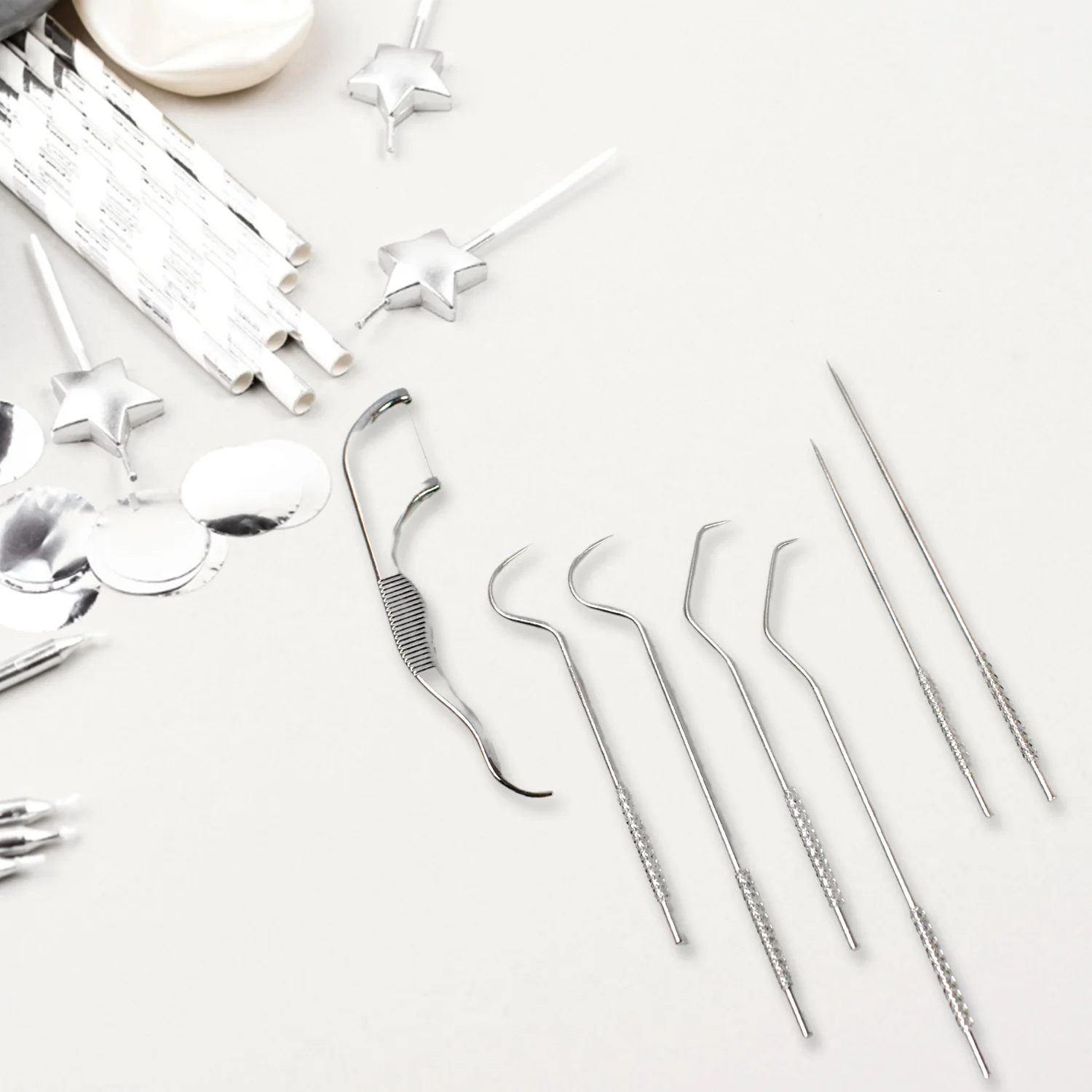 7 IN 1 STAINLESS STEEL TOOTHPICK FLOSSIER SET (1 SET / With Case) - Image 7