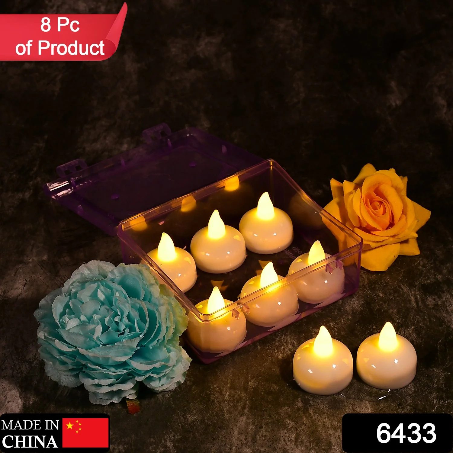 Flameless Floating Tea Light Candles – Battery Operated Set of 8 in Box - Image 2