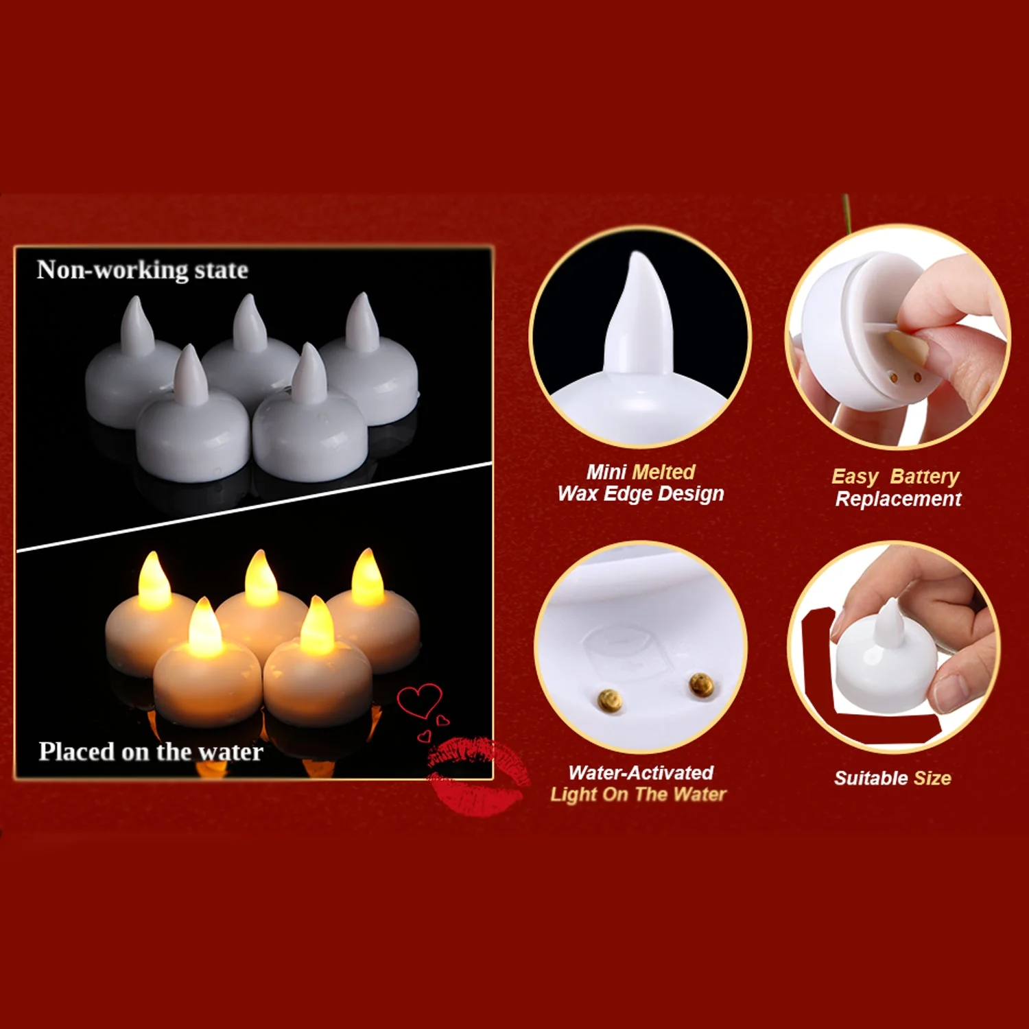 Flameless Floating Tea Light Candles – Battery Operated Set of 8 in Box - Image 6
