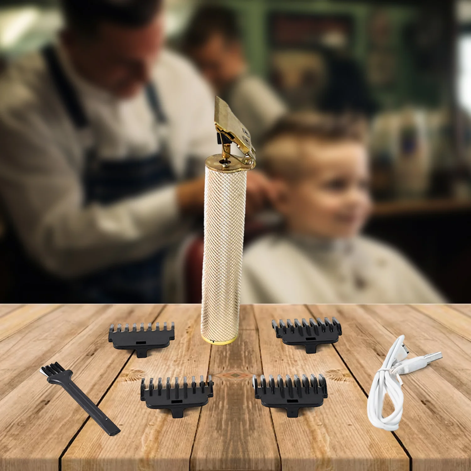 Men’s Hair Trimmer & Beard Clipper with 4 Adjustable Blades & Cleaning Brush - Image 6