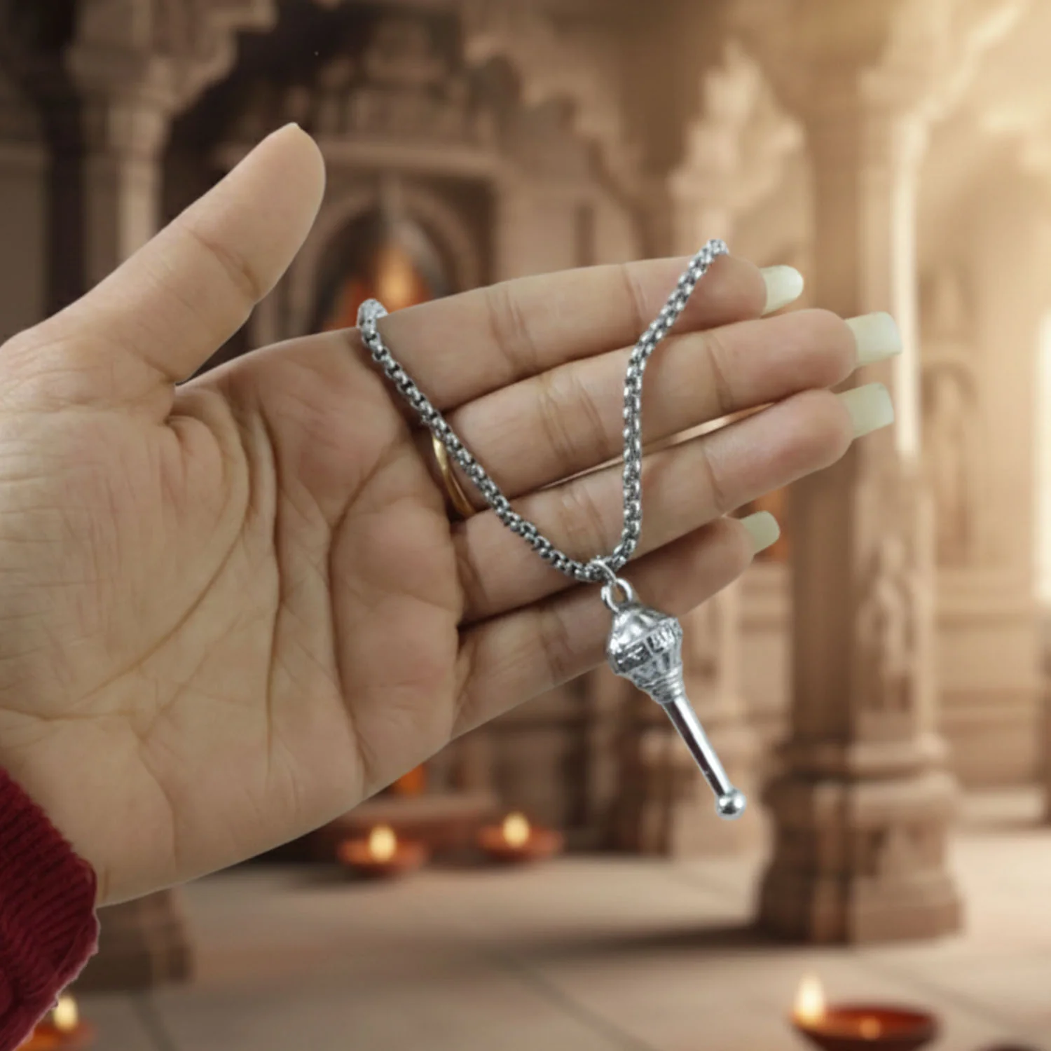 Lord Hanuman Gada Pendant With Chain (1 Pc) - Image 4