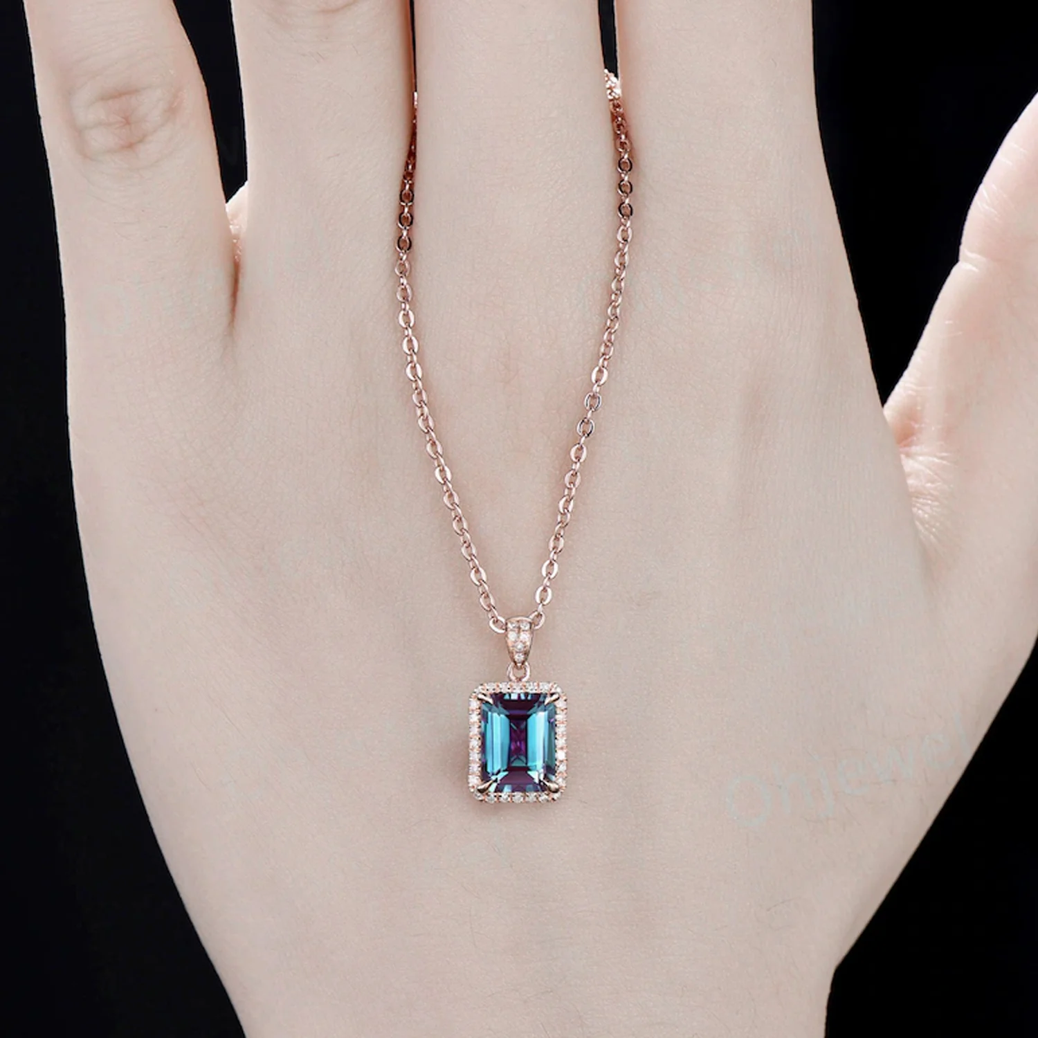 Stone Pendant Necklace Chain Set with Earrings (1 Set / Mix Color & Design) - Image 4