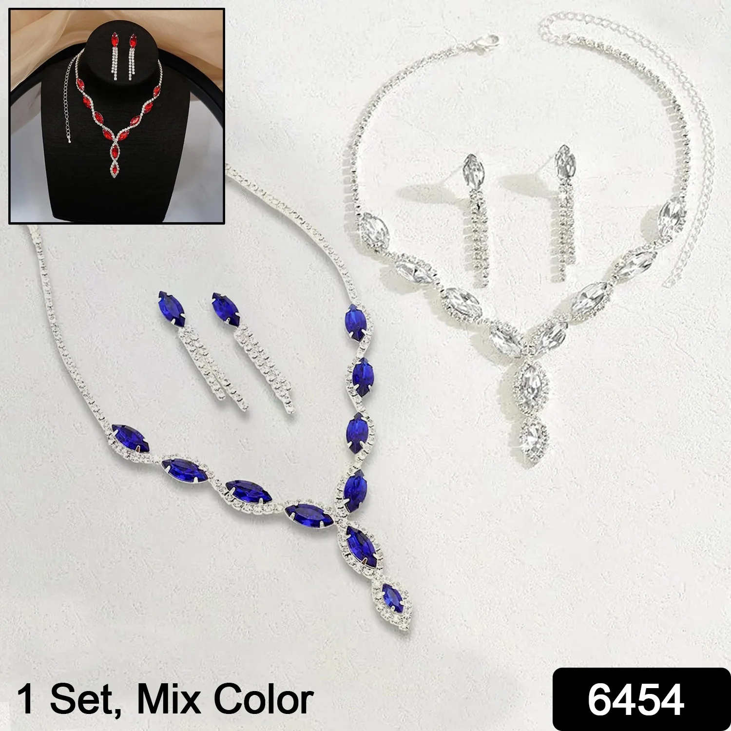 Necklace and Earrings Set Wedding Jewelry Set (1 Set / Mix Color) - Image 2