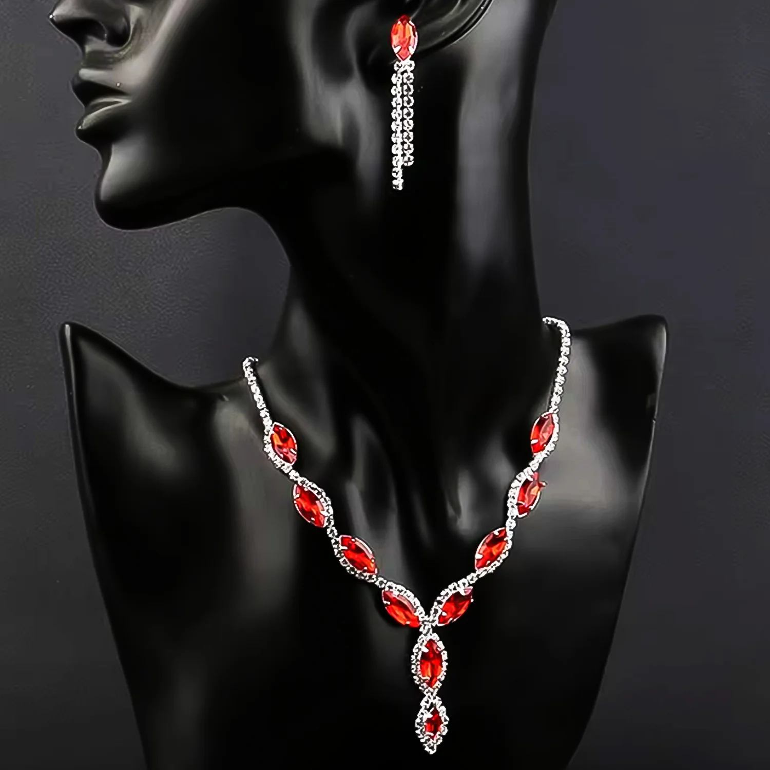 Necklace and Earrings Set Wedding Jewelry Set (1 Set / Mix Color) - Image 3